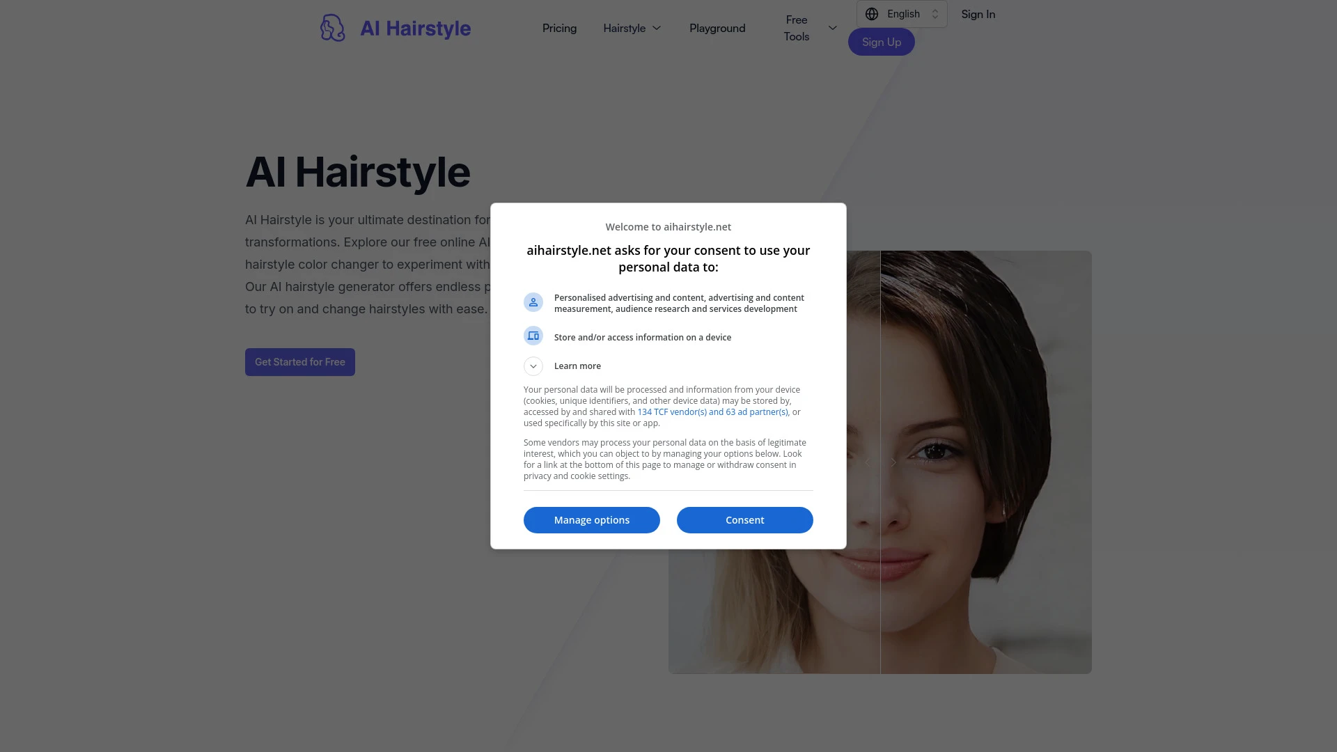 AI Hairstyle website preview