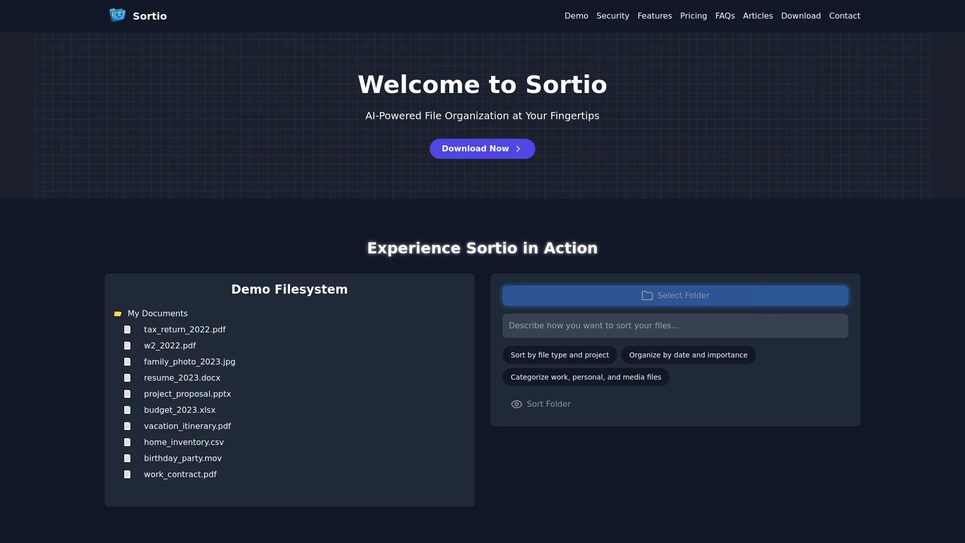 Sortio website preview