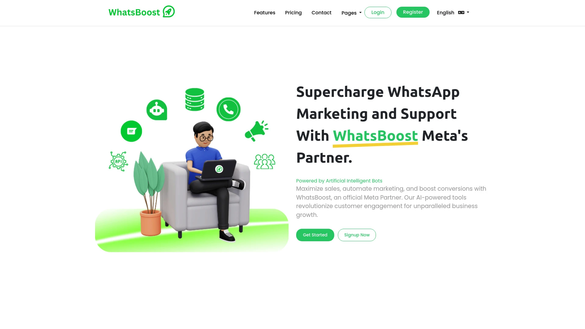 WhatsBoost website preview