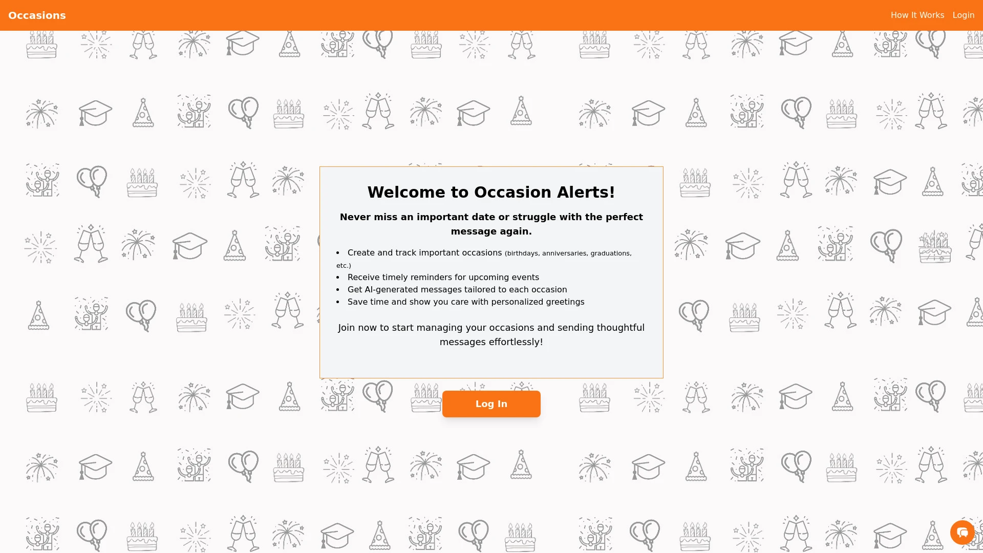 Occasion Alerts website preview