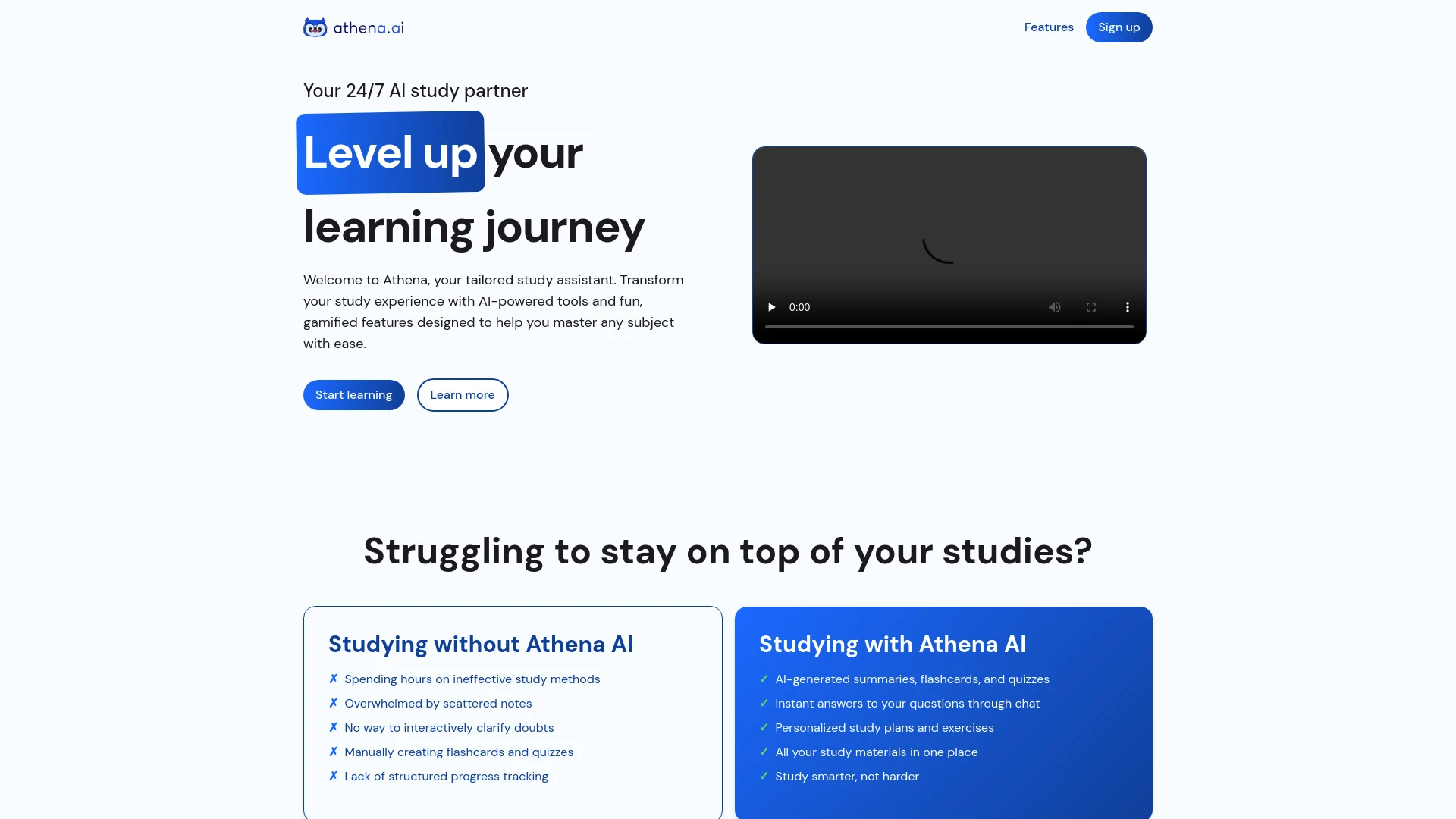 Athena AI website preview