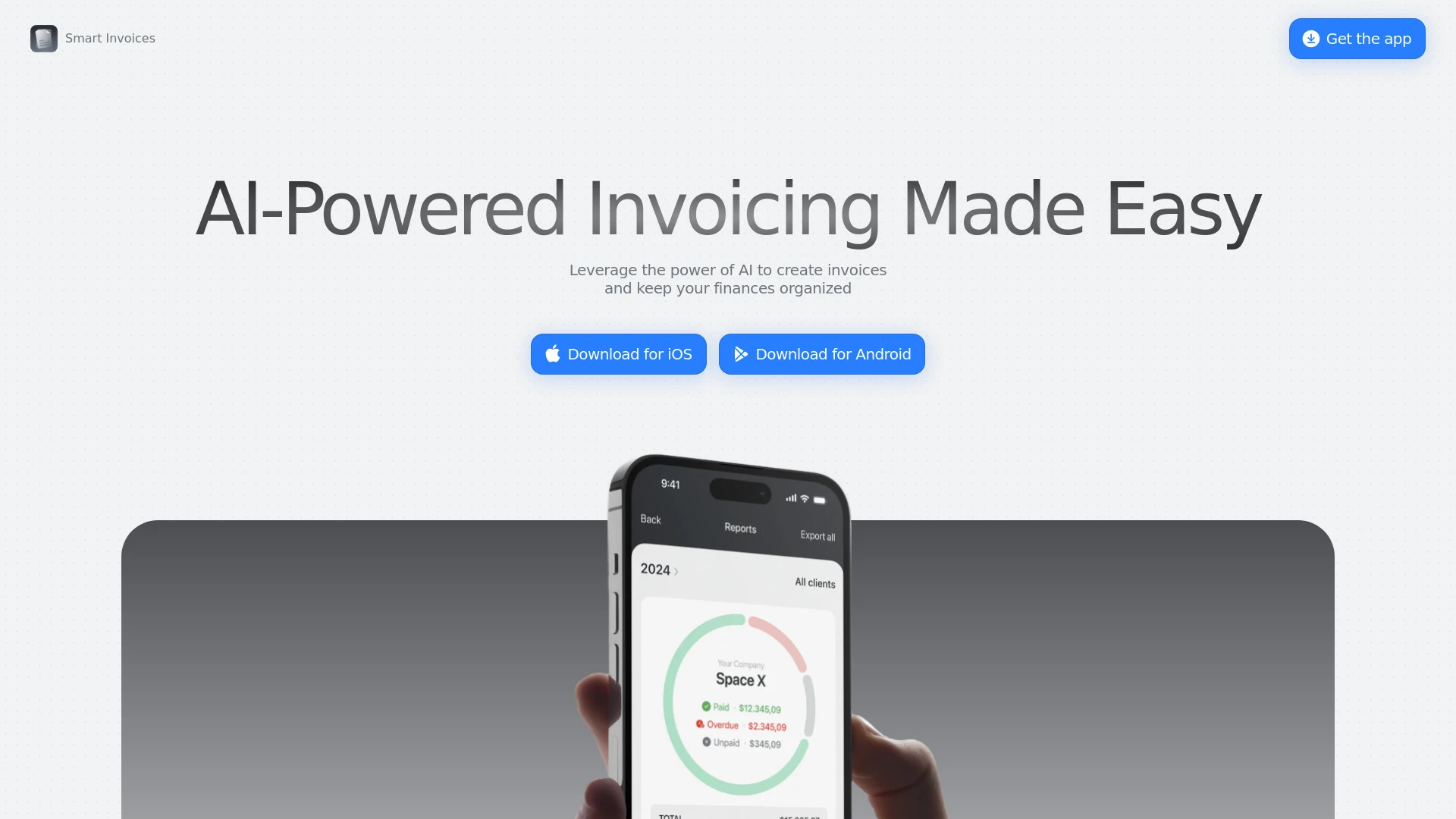 Smart Invoices website preview