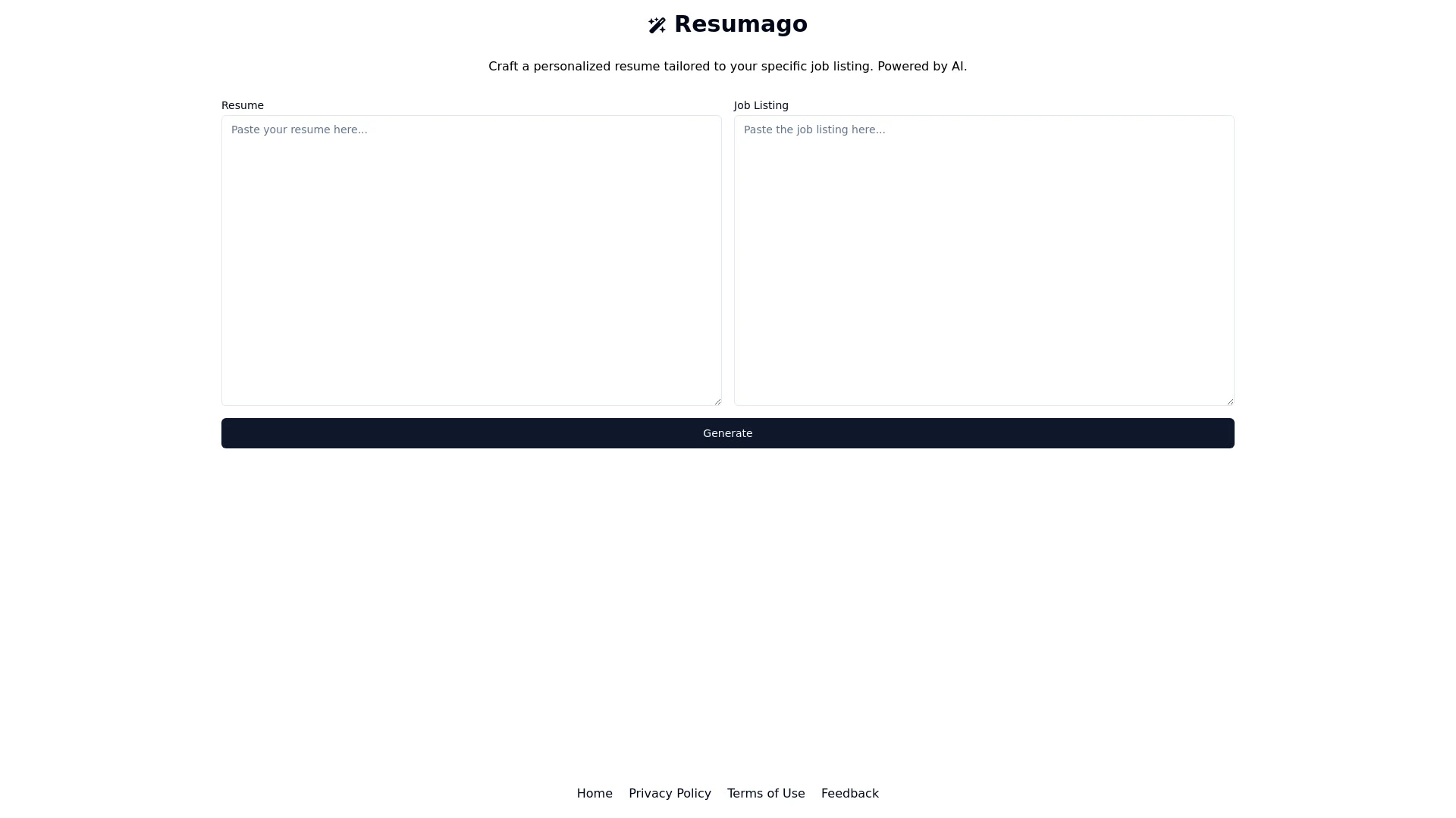 Resumago website preview