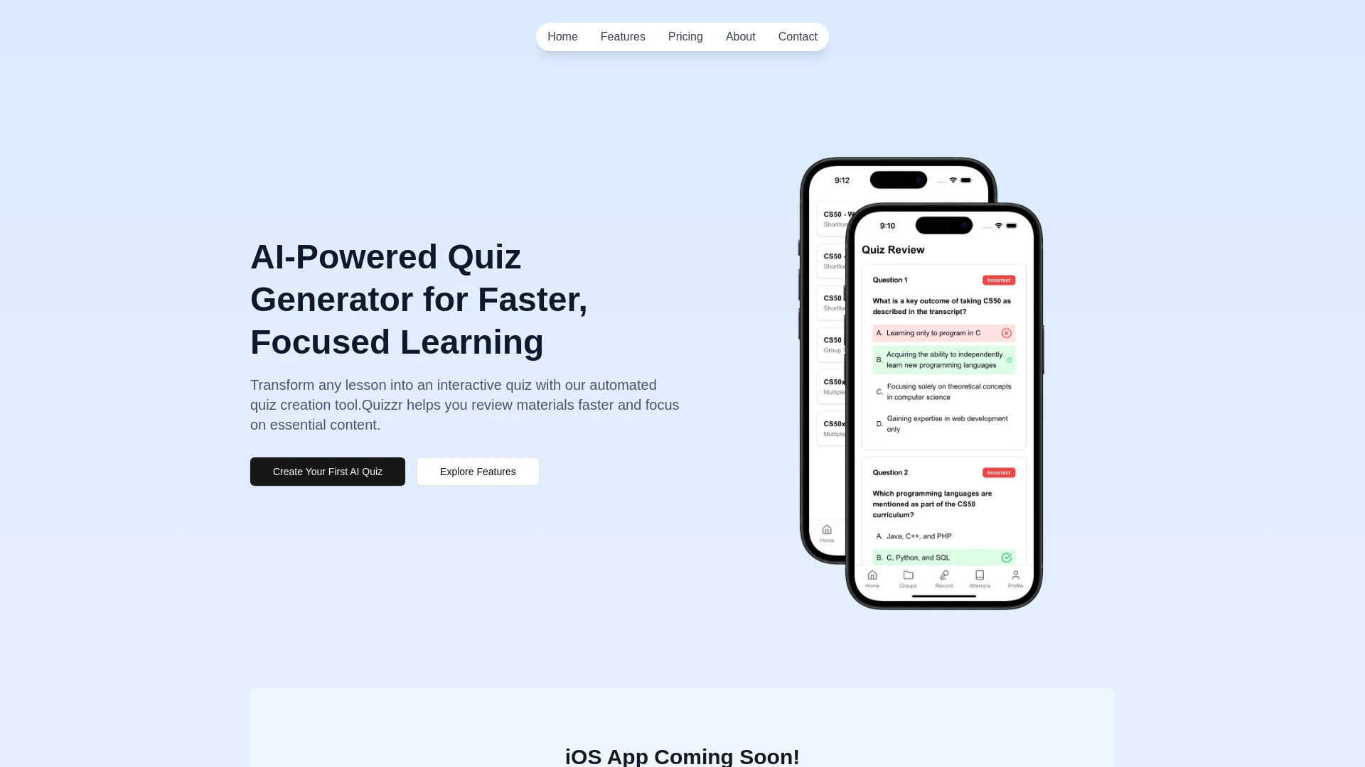 Quizzr.AI website preview