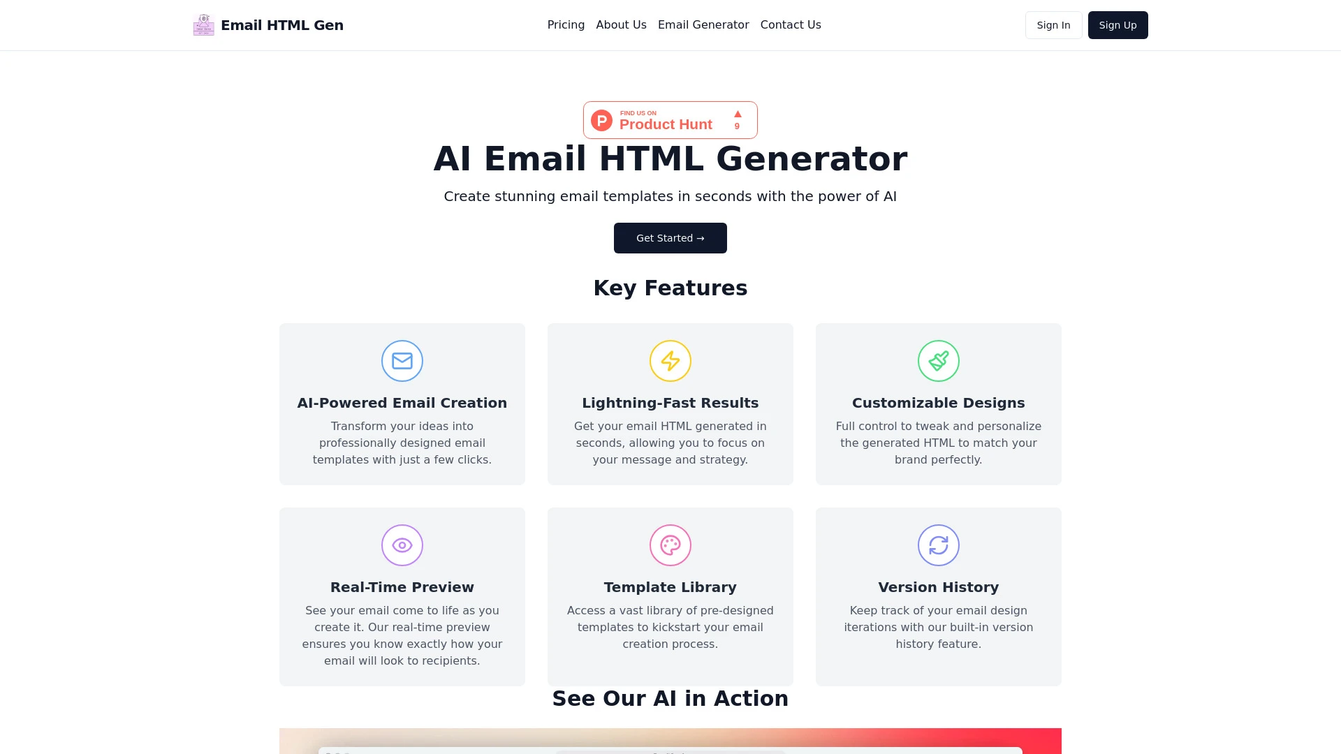 Email HTML Gen website preview