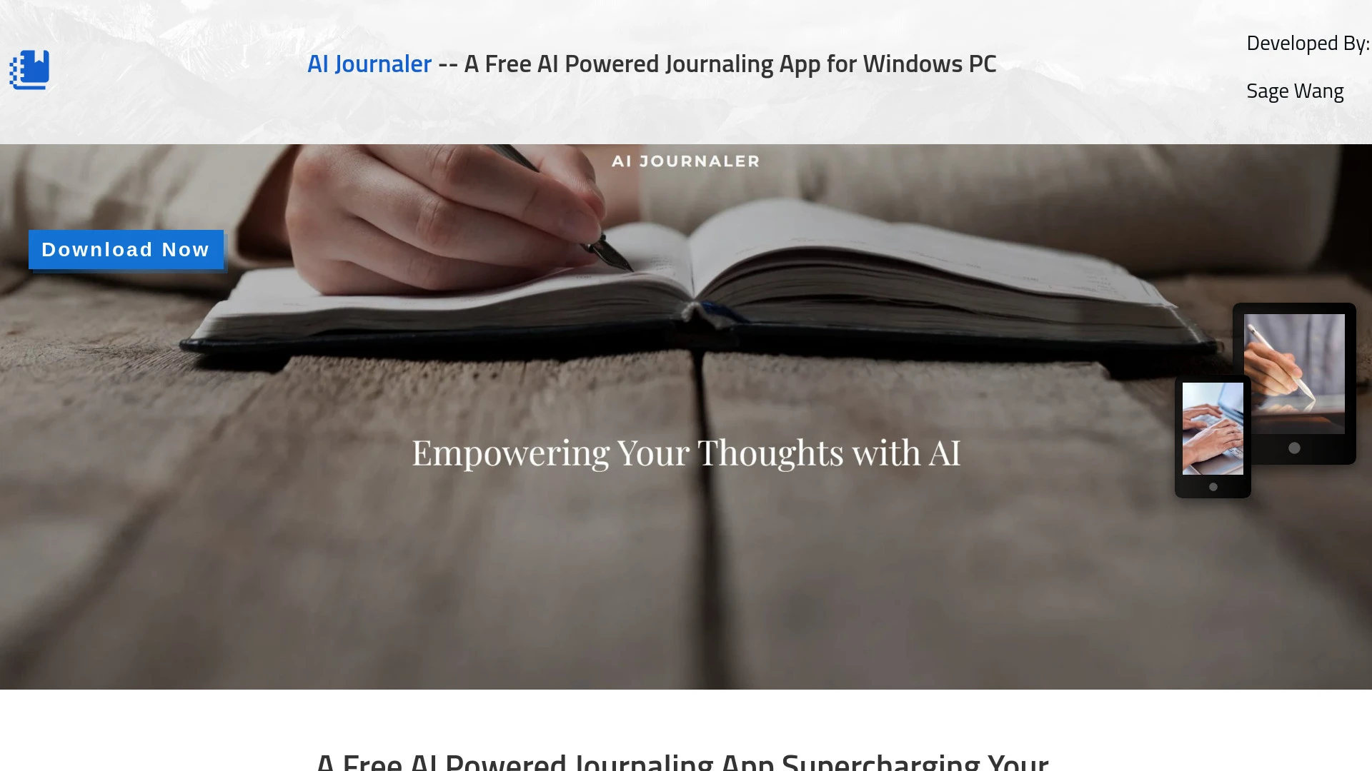 AI Journaler website preview