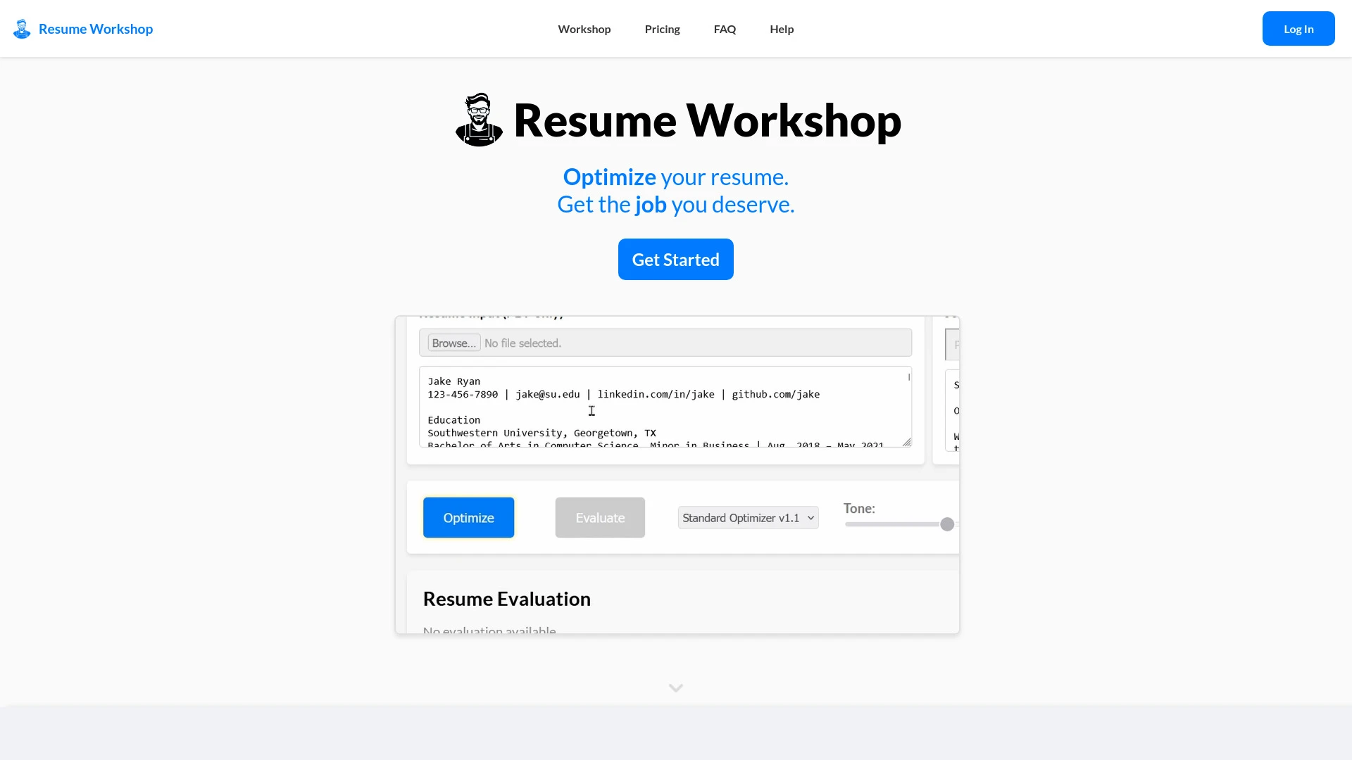 Resume Workshop website preview