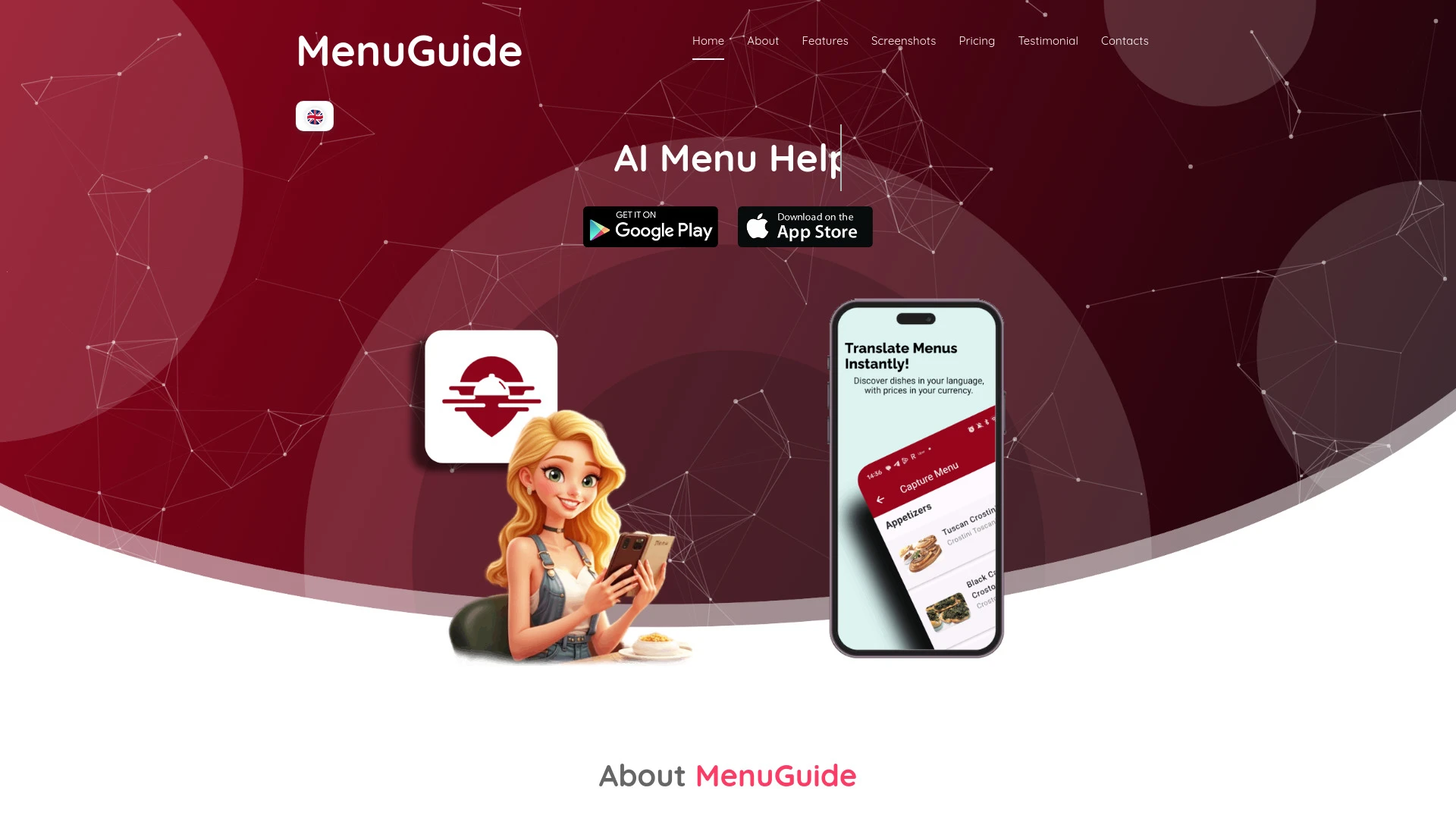 MenuGuide website preview