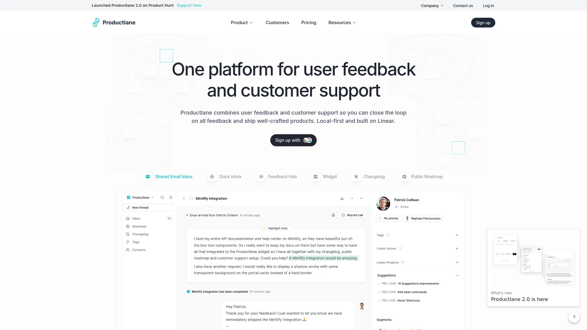 Productlane website preview