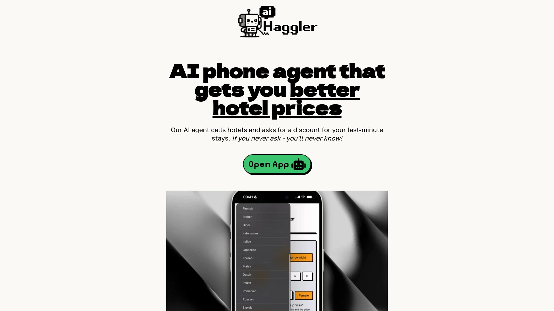 AI Haggler website preview