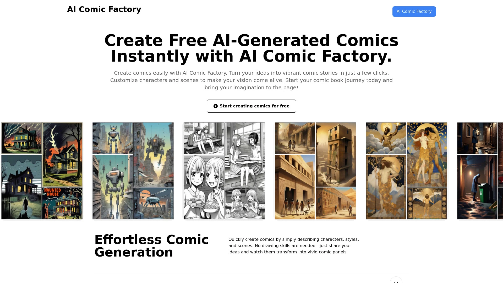 AI Comic Factory website preview