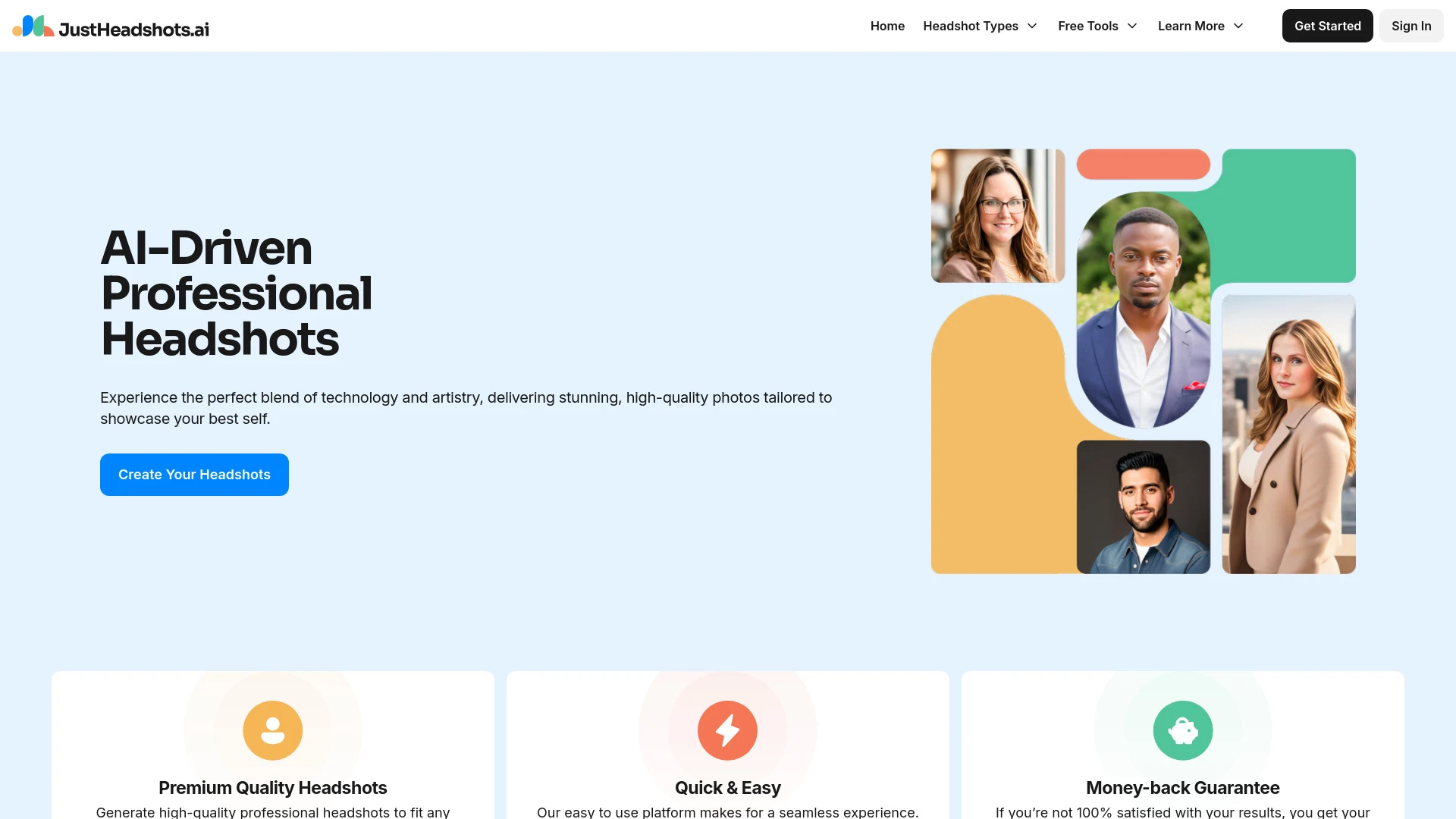 JustHeadshots.ai website preview