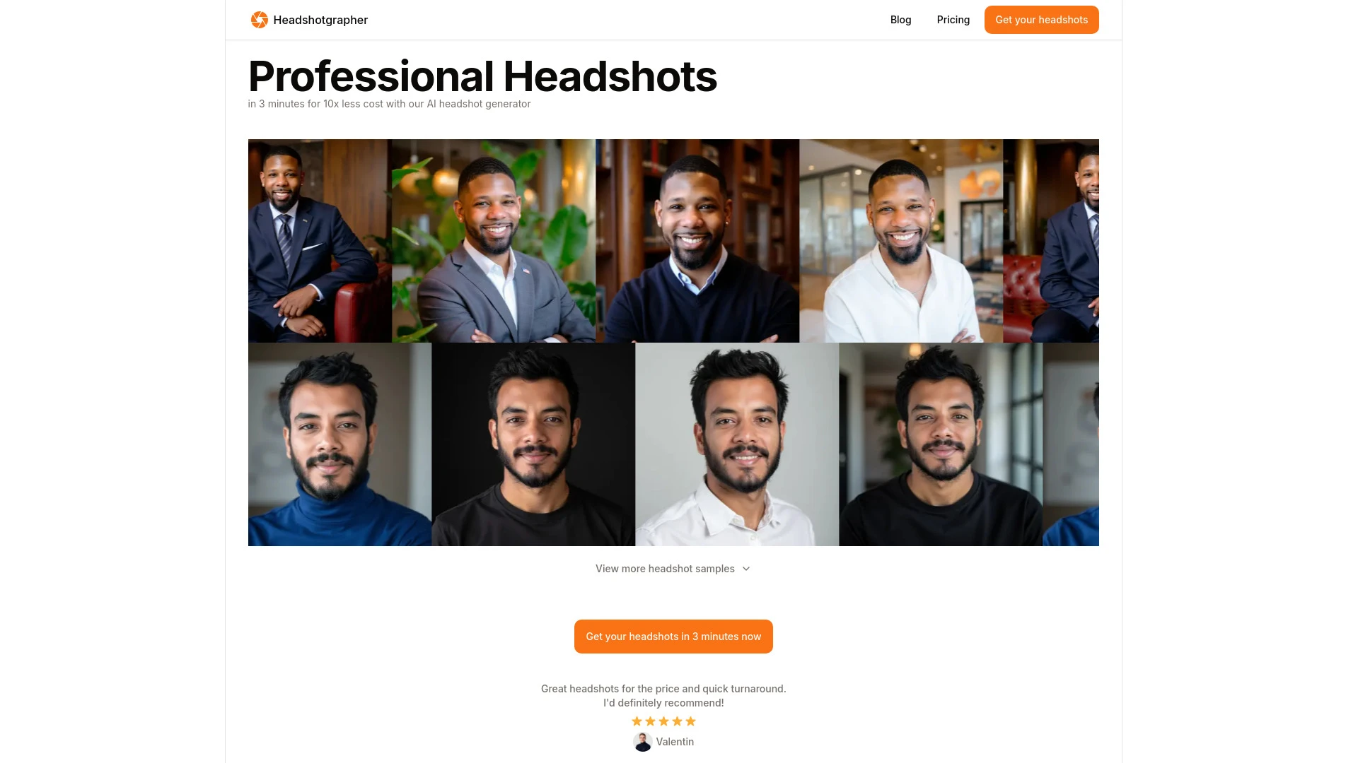 Headshotgrapher website preview