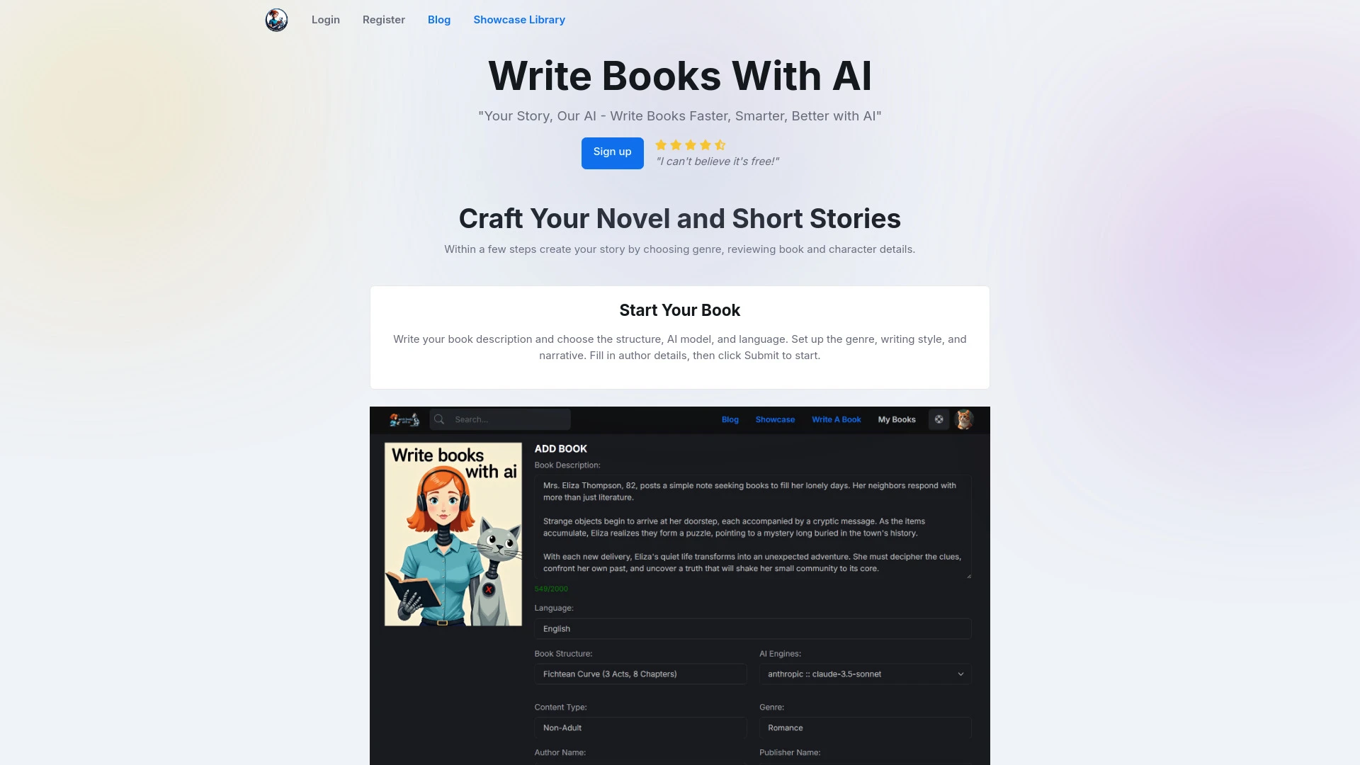 Your Story Our AI website preview