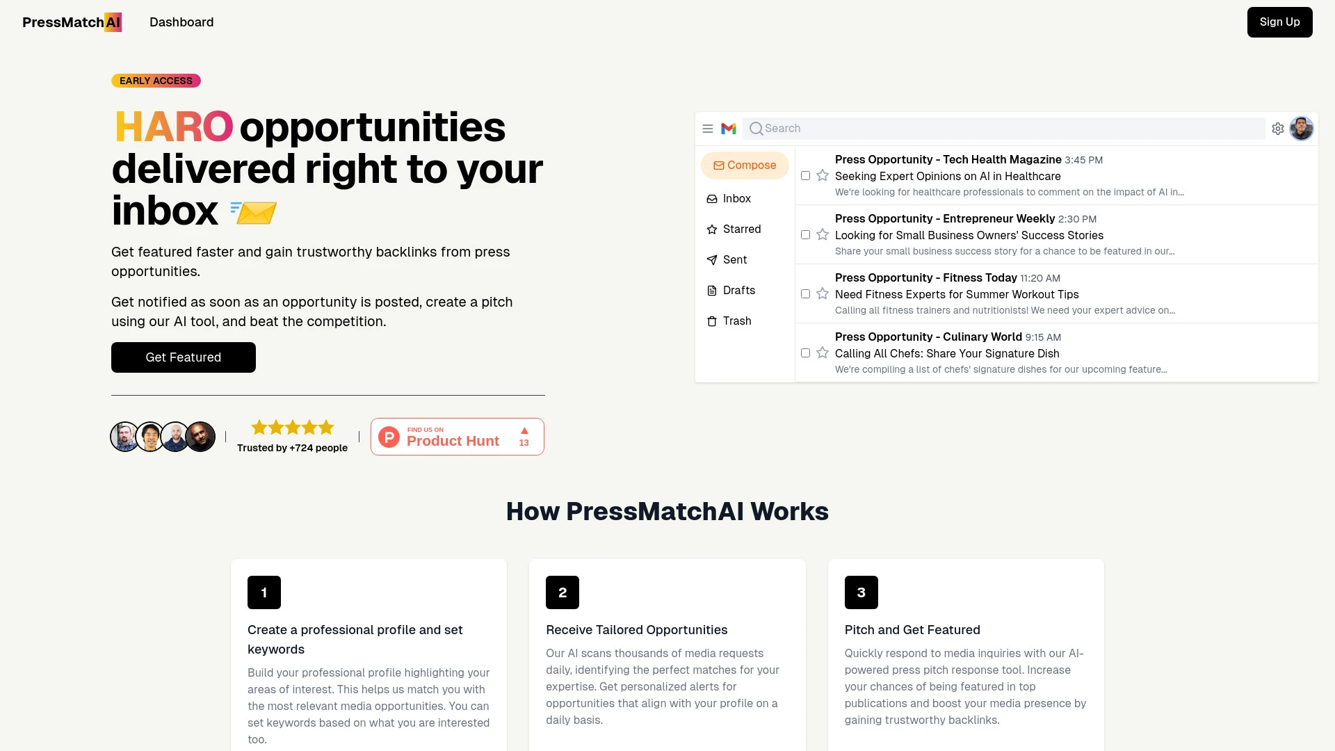 PressMatchAI website preview