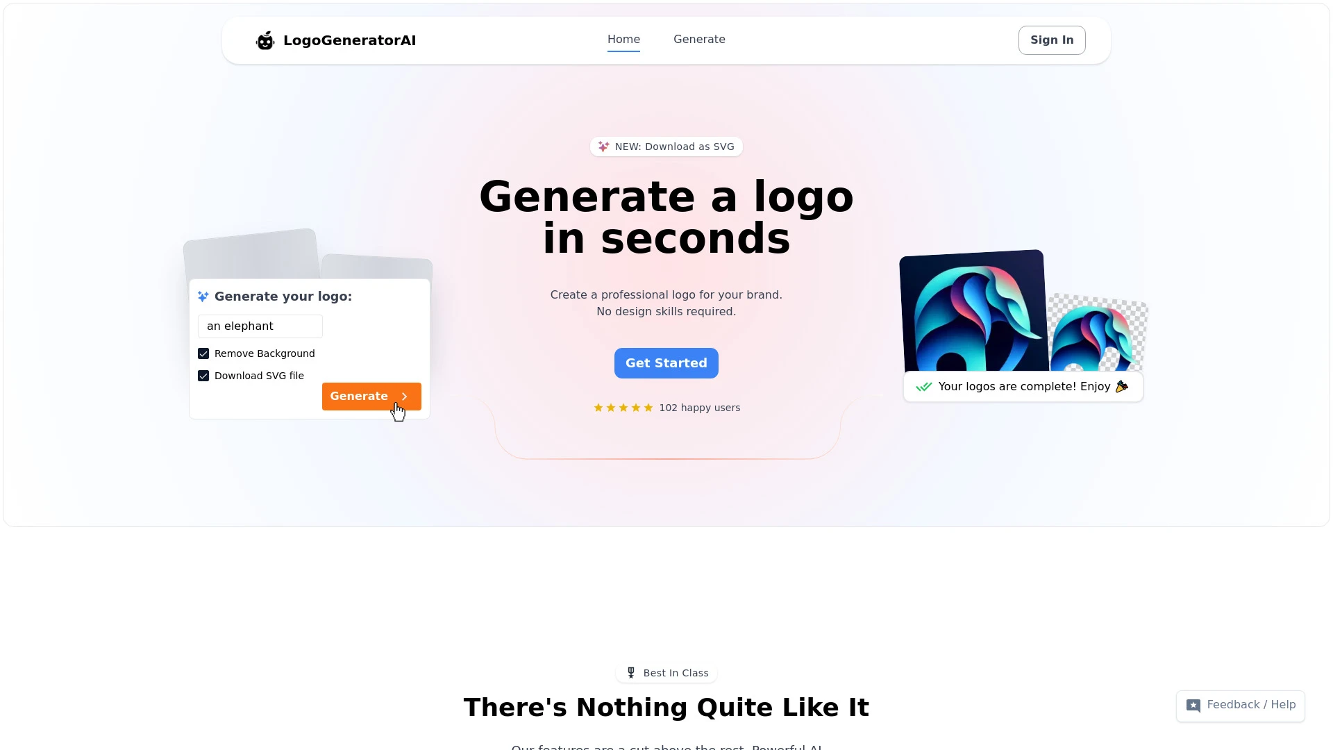 LogoGeneratorAI website preview