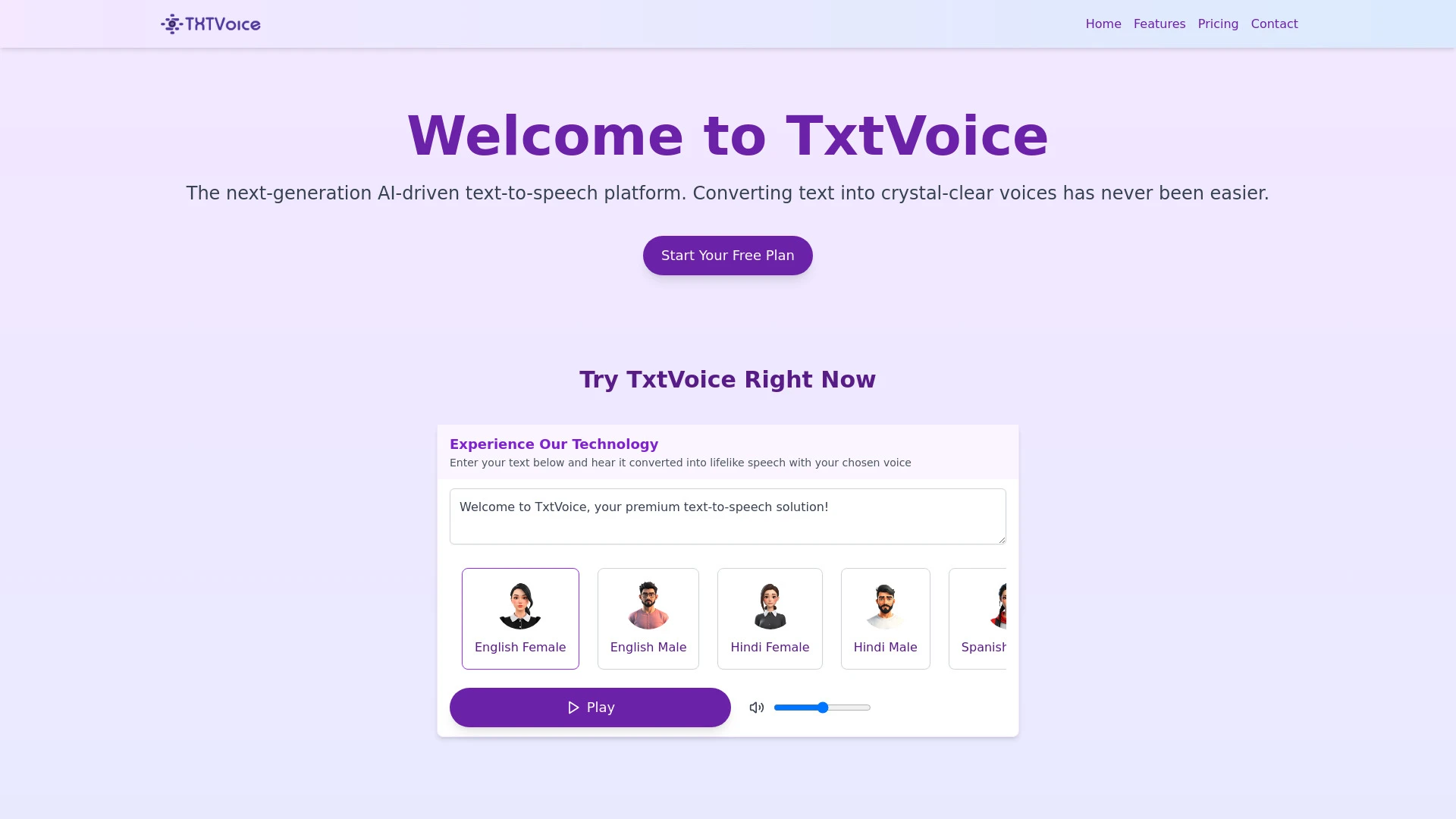 TxtVoice website preview