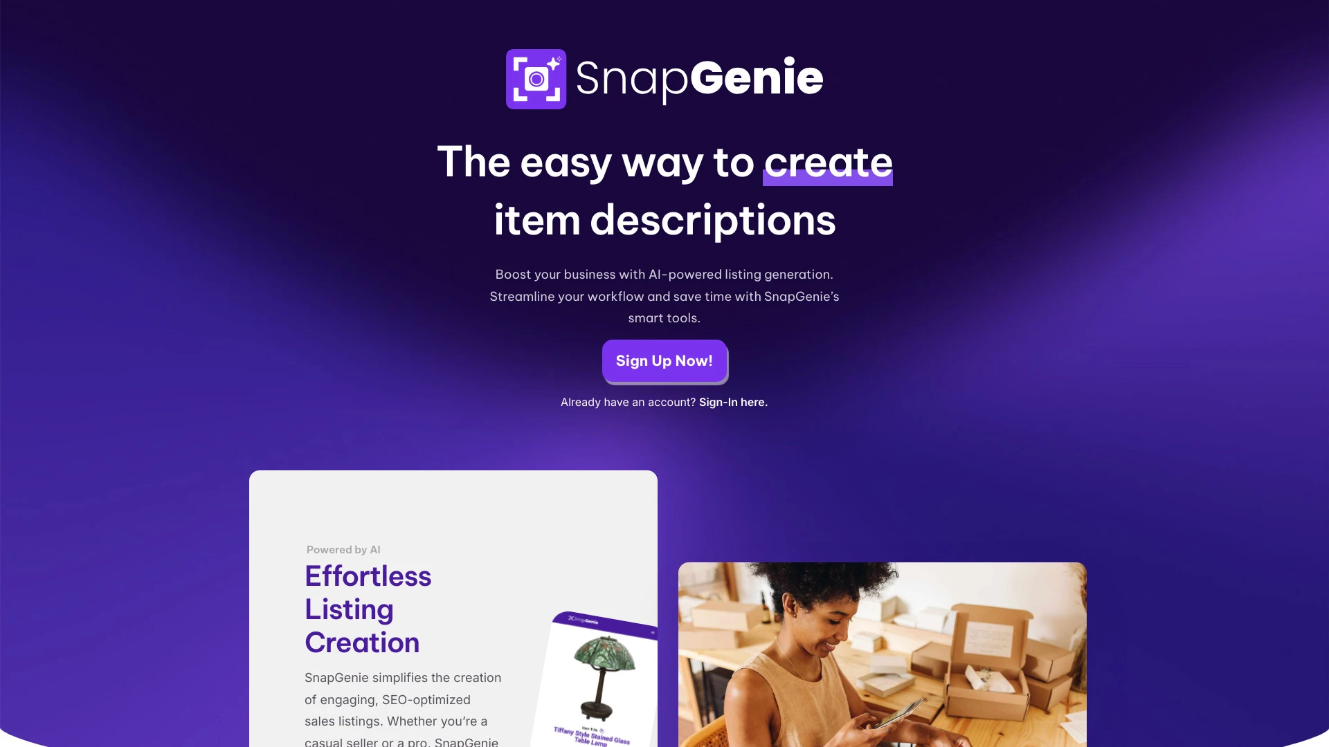 SnapGenie website preview