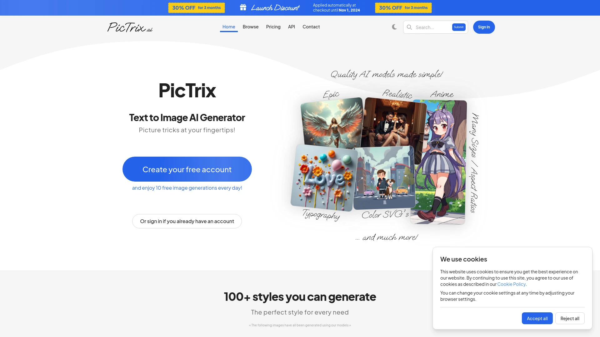 PicTrix AI website preview