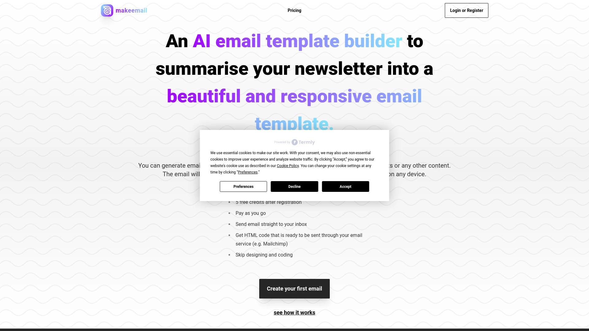 Makeemail website preview