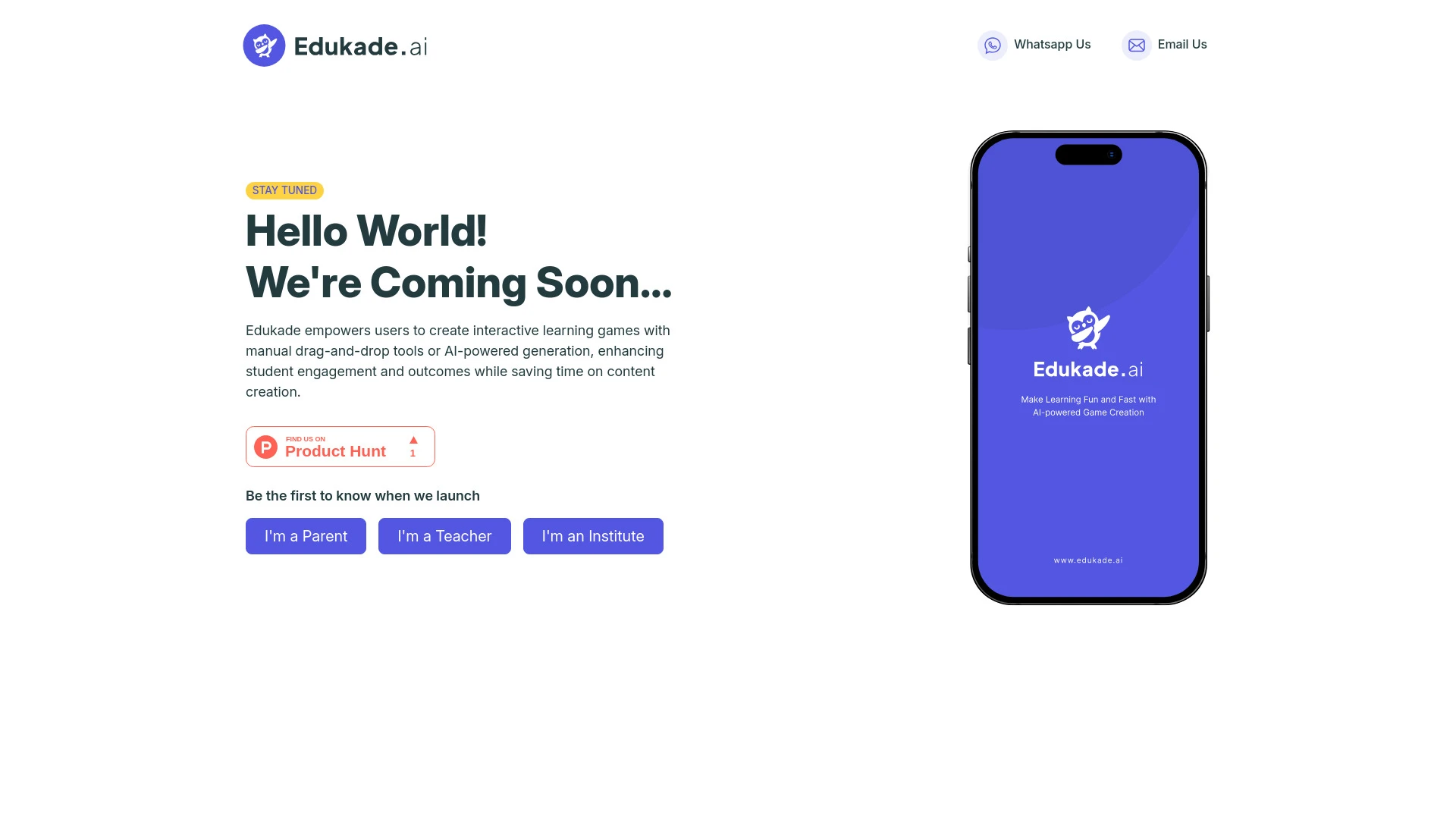 Edukade website preview