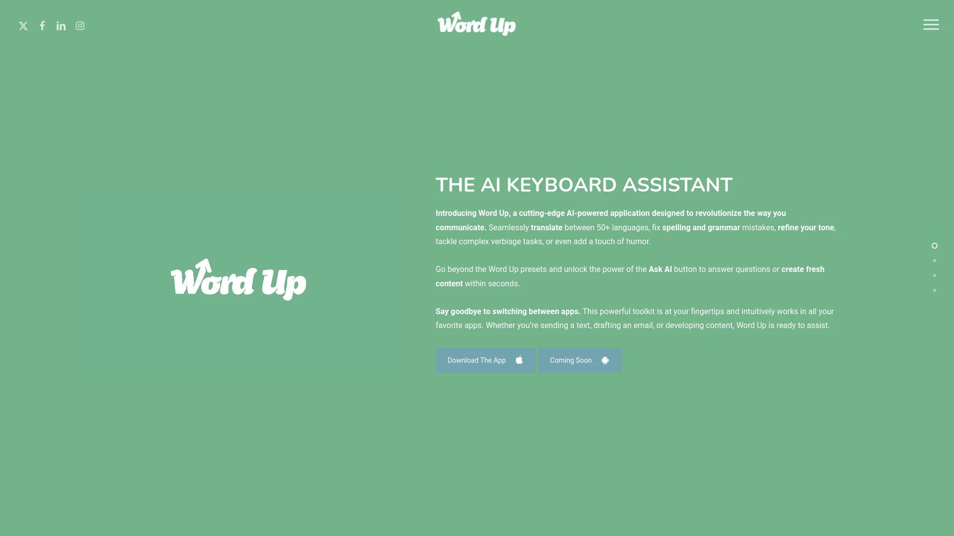 Word Up website preview