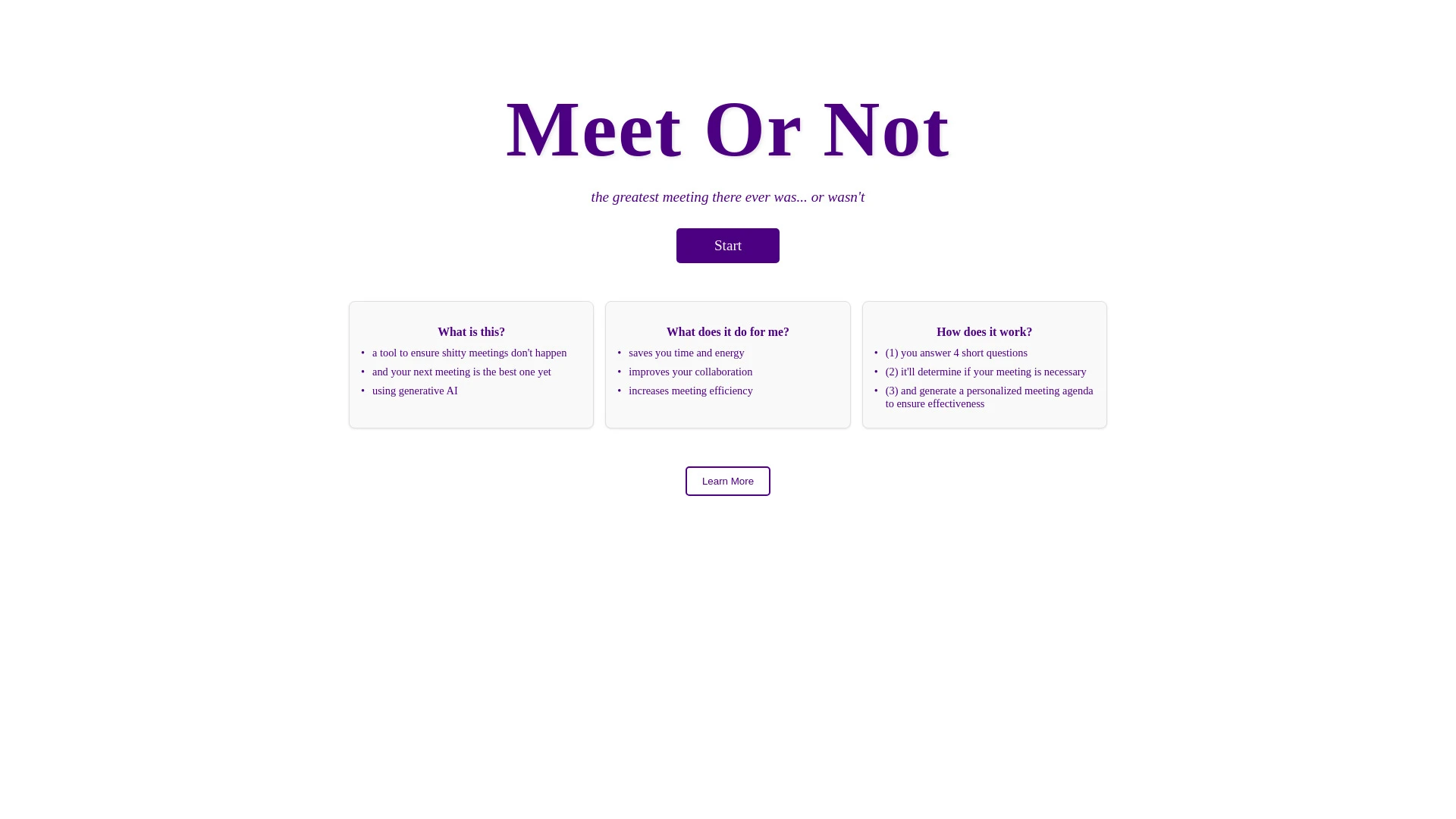 Meet Or Not website preview