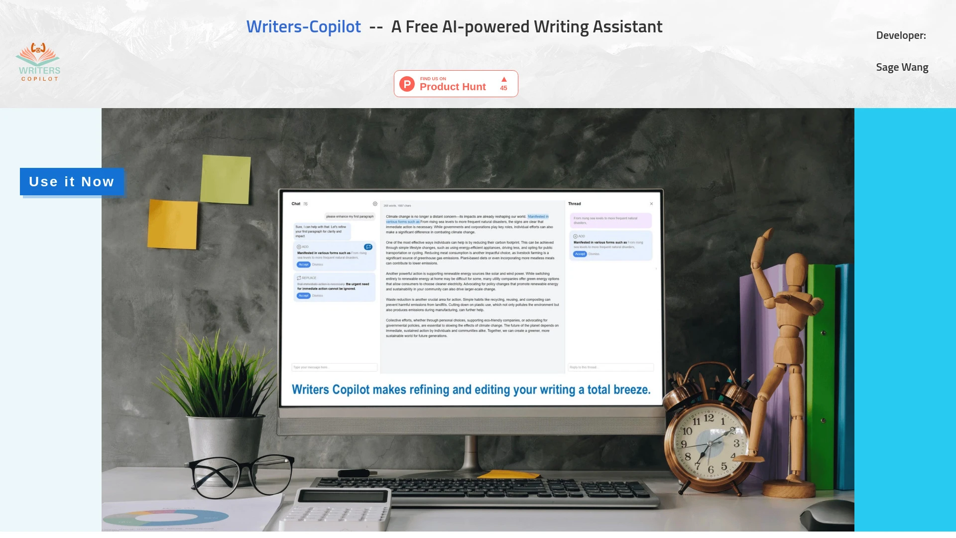 Writers-Copilot website preview