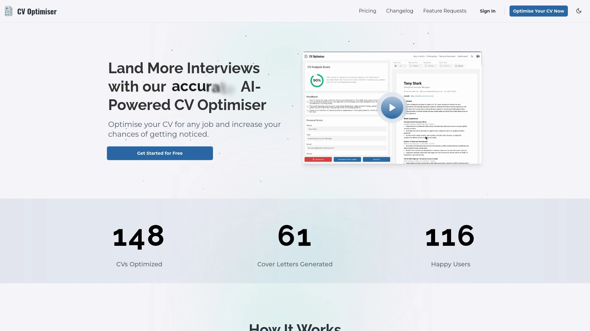 CV Optimiser website preview