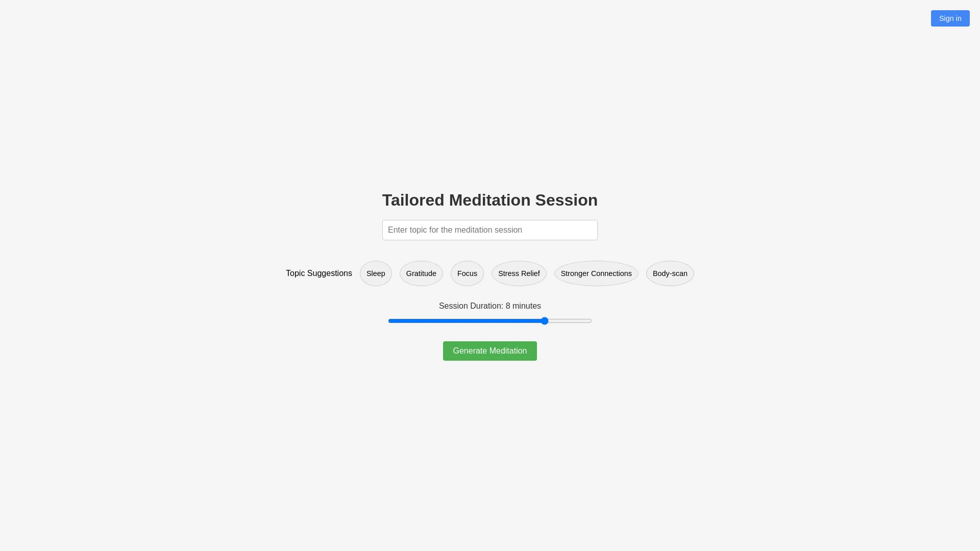 Personalised Meditation website preview