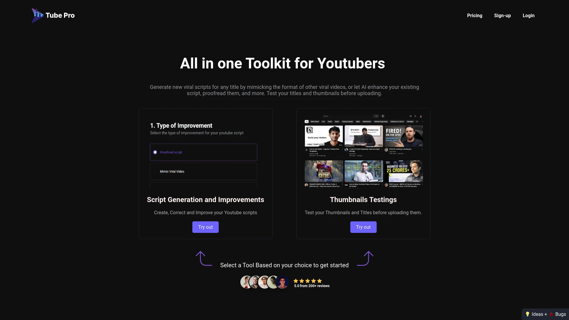 Tube Pro website preview