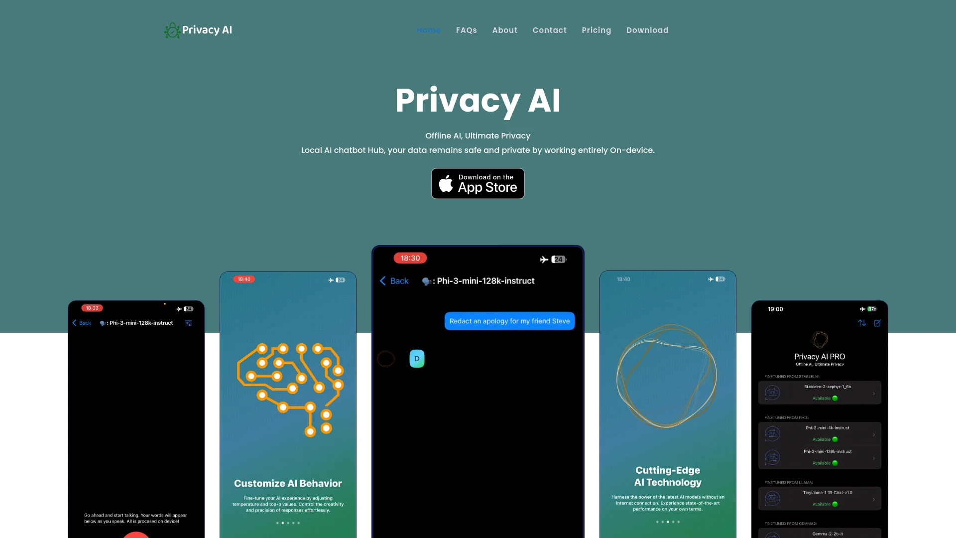 Privacy AI App website preview