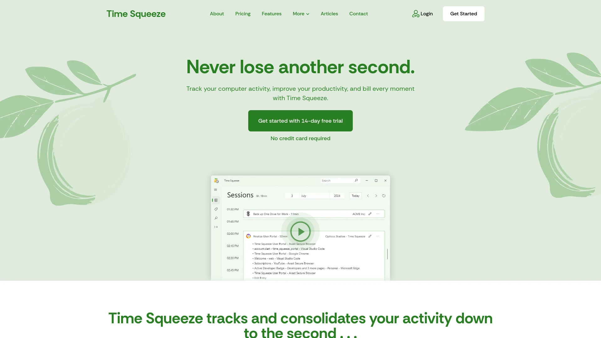 Time Squeeze website preview