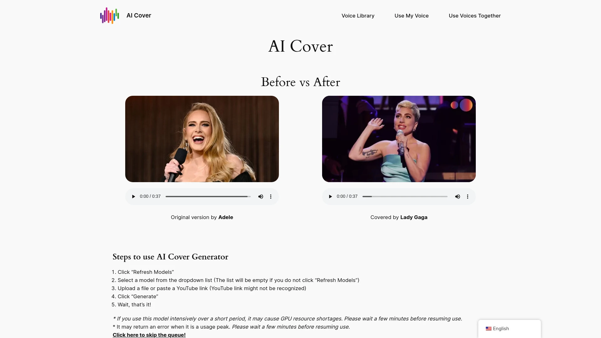 AI Cover Generator website preview