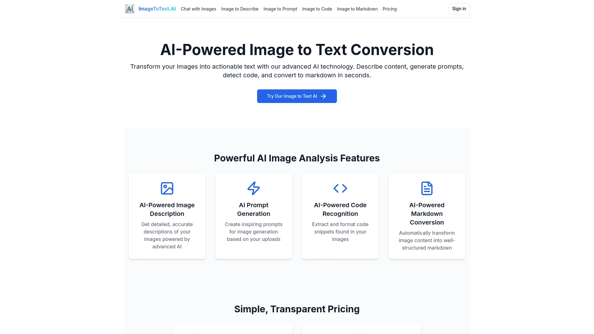 ImageToText.AI website preview