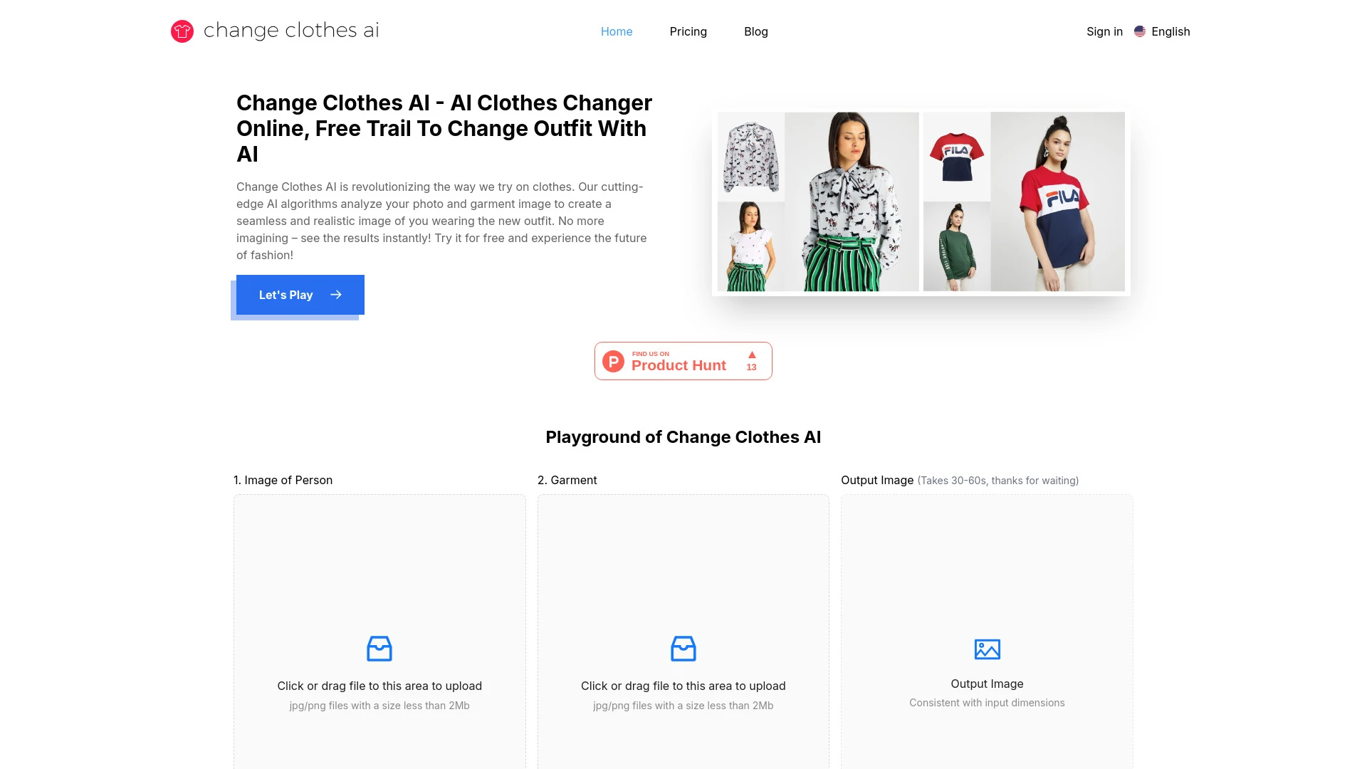 Change Clothes AI website preview