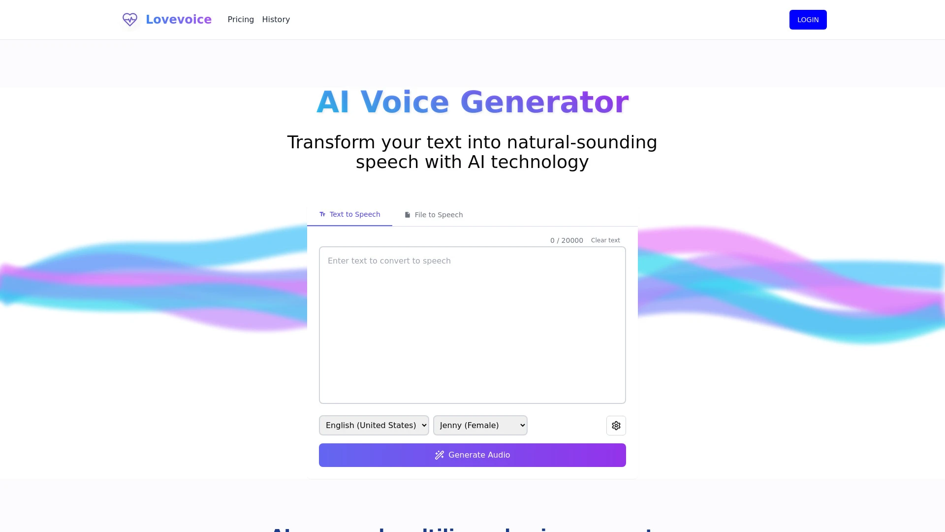 Lovevoice AI Voice Generator website preview