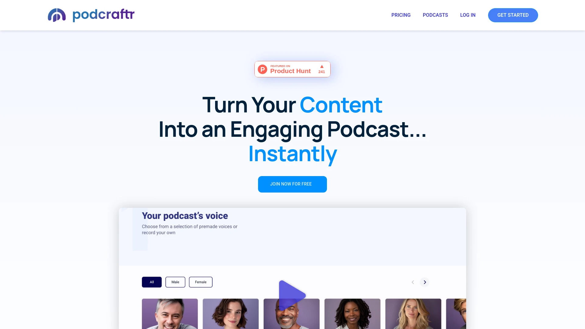 Podcraftr website preview