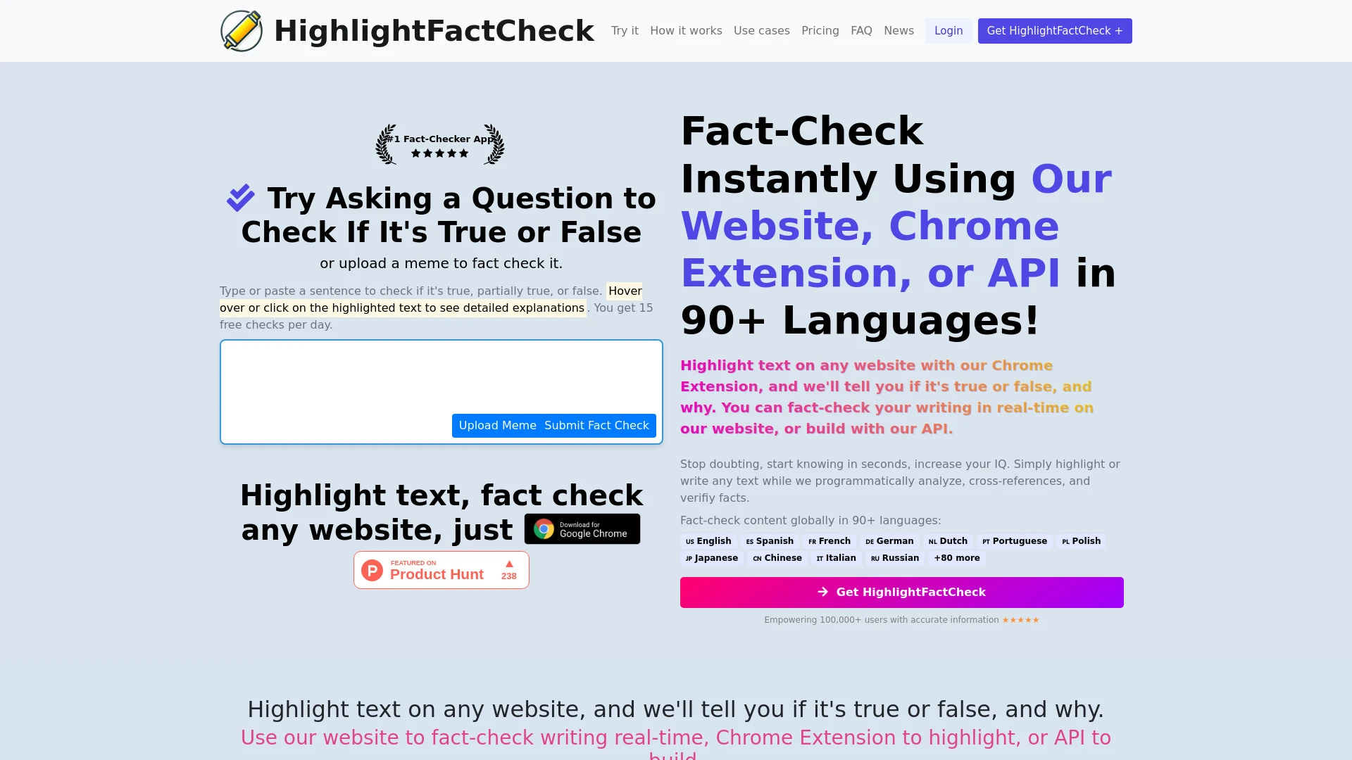 HighlightFactCheck.com website preview