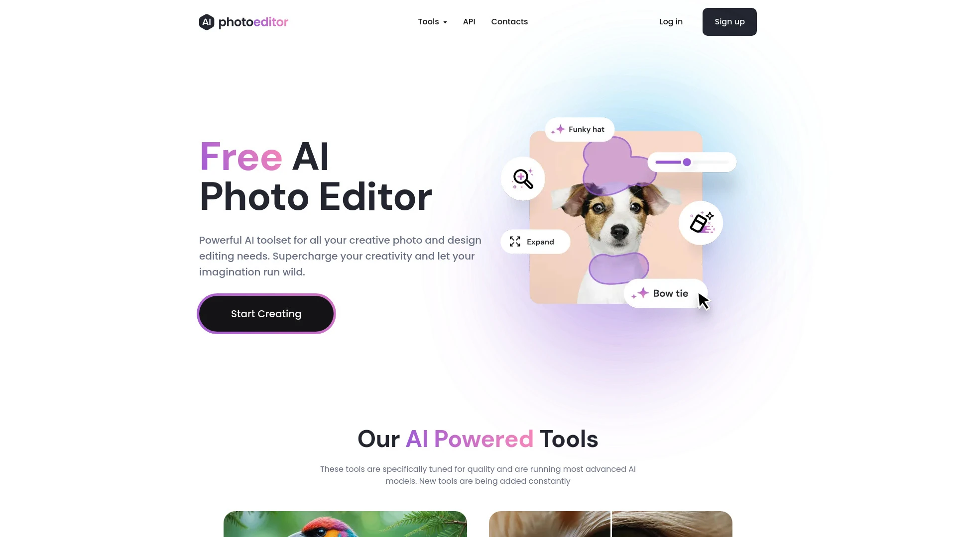 AI Photo Editor website preview