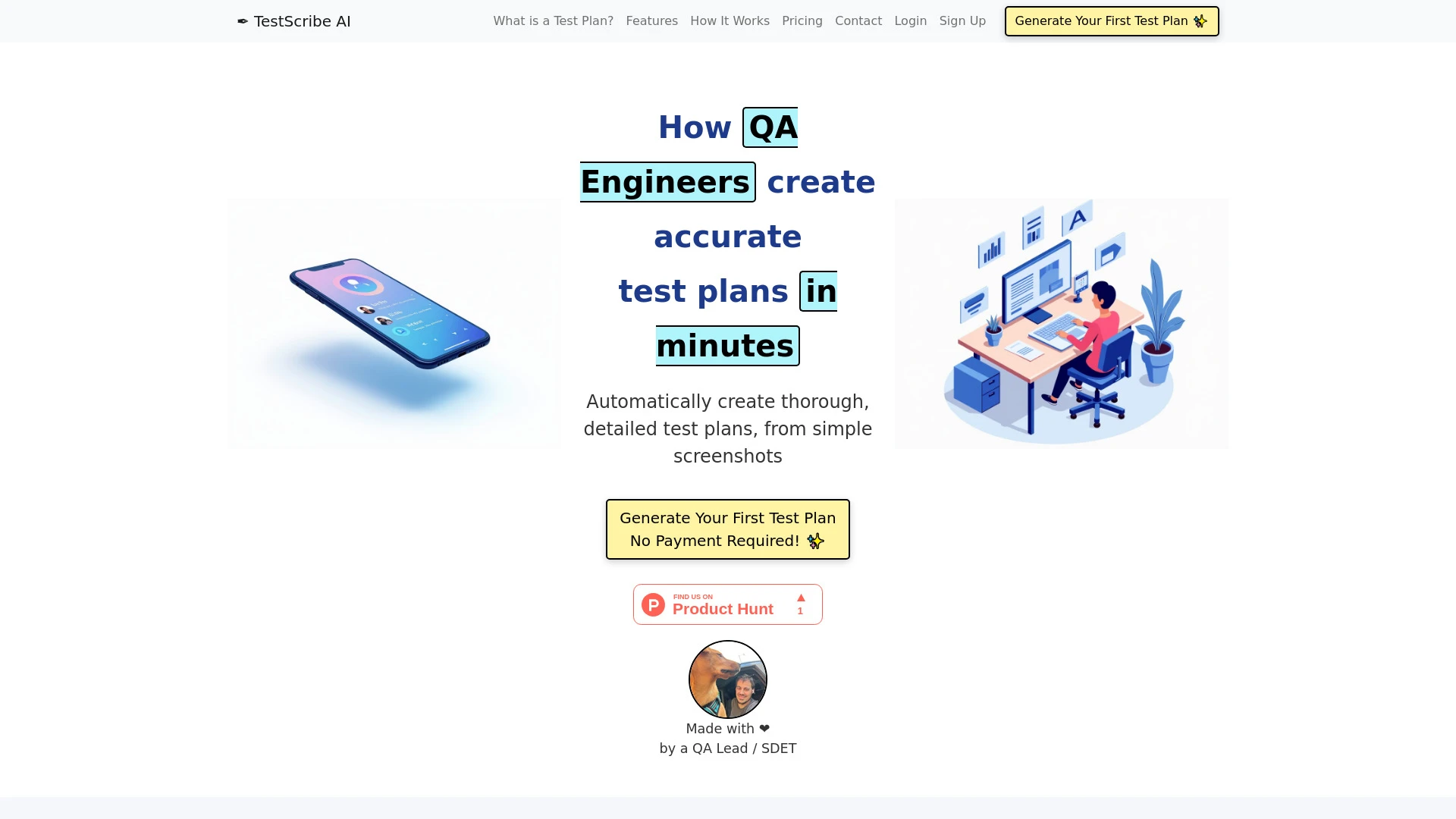 TestScribe AI website preview