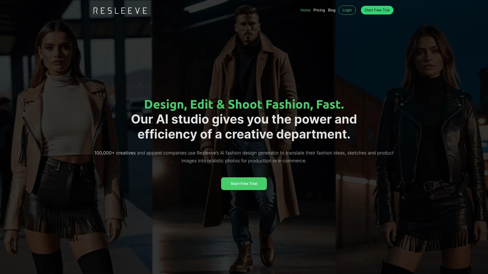 Resleeve AI Fashion Design website preview