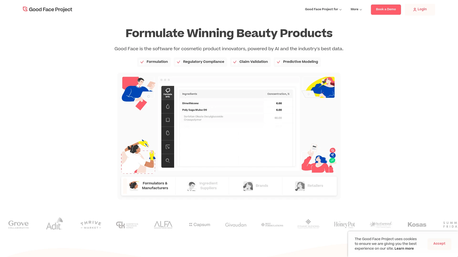 Good Face Regulatory and Formulation Software website preview