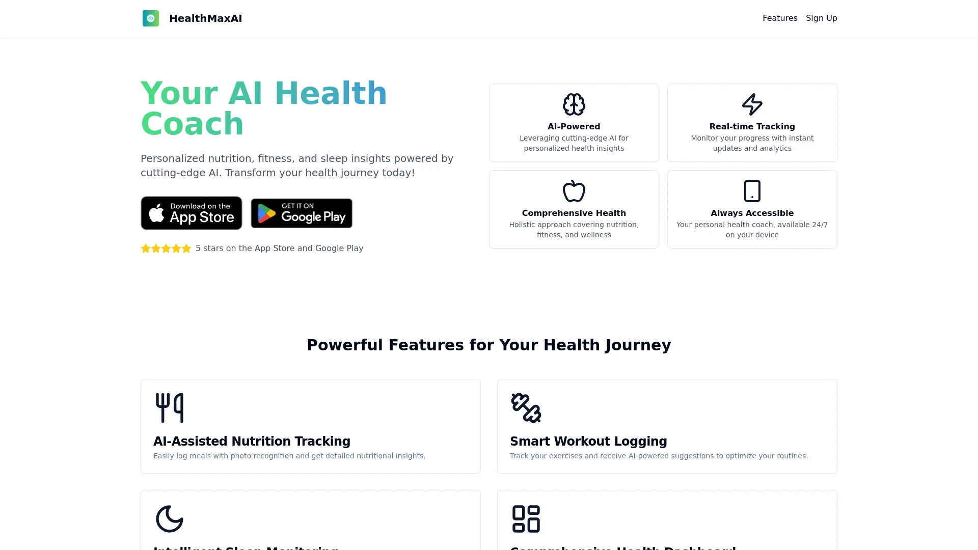 HealthMaxAI website preview