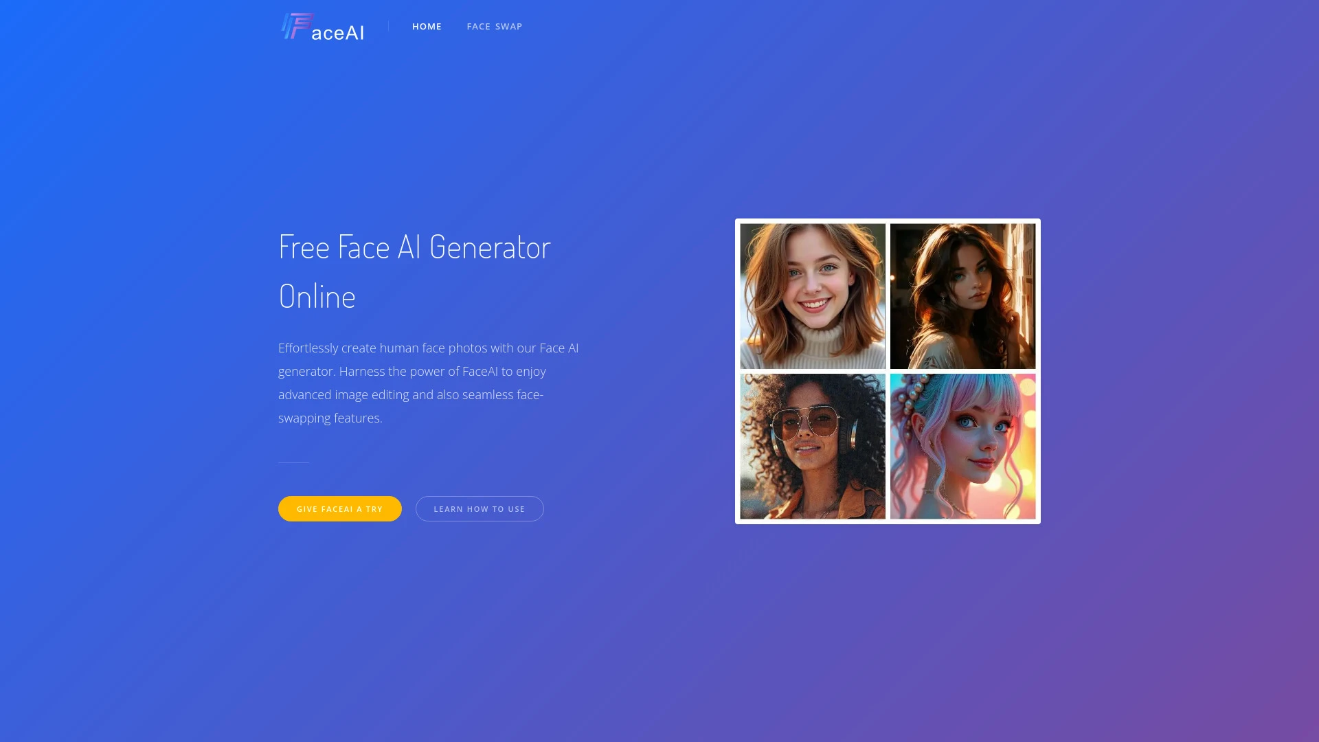 FaceAI website preview