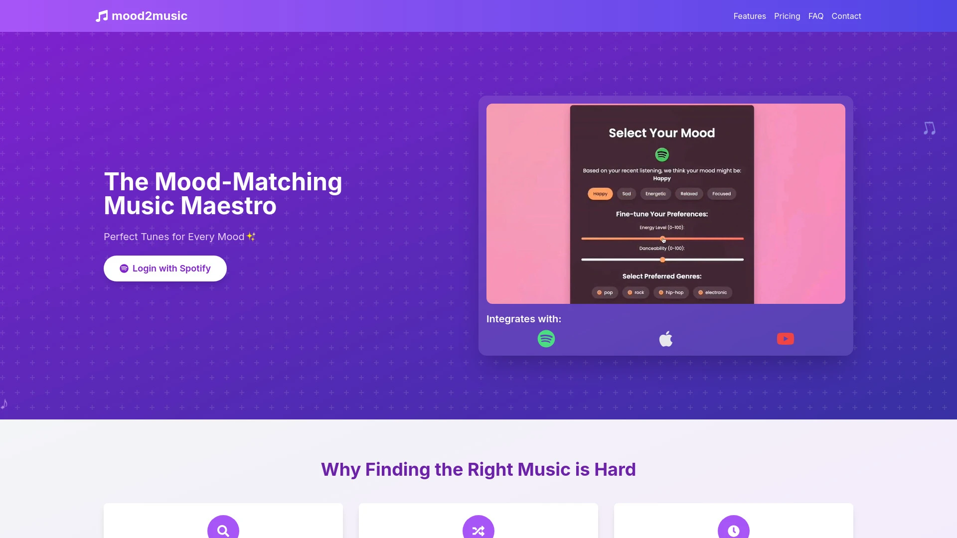 Mood2Music website preview