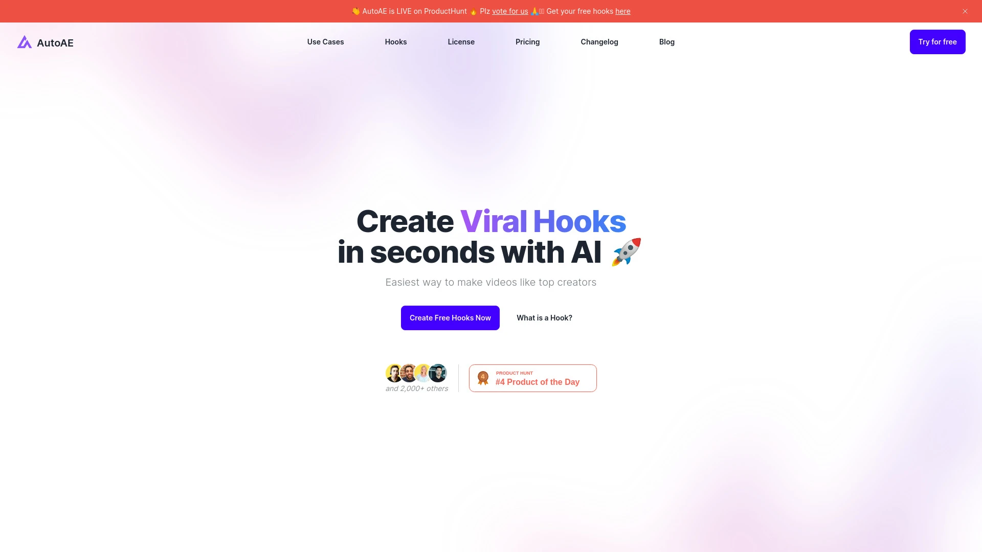 AutoAE: Viral Hooks & YouTube Video Online Generator website preview