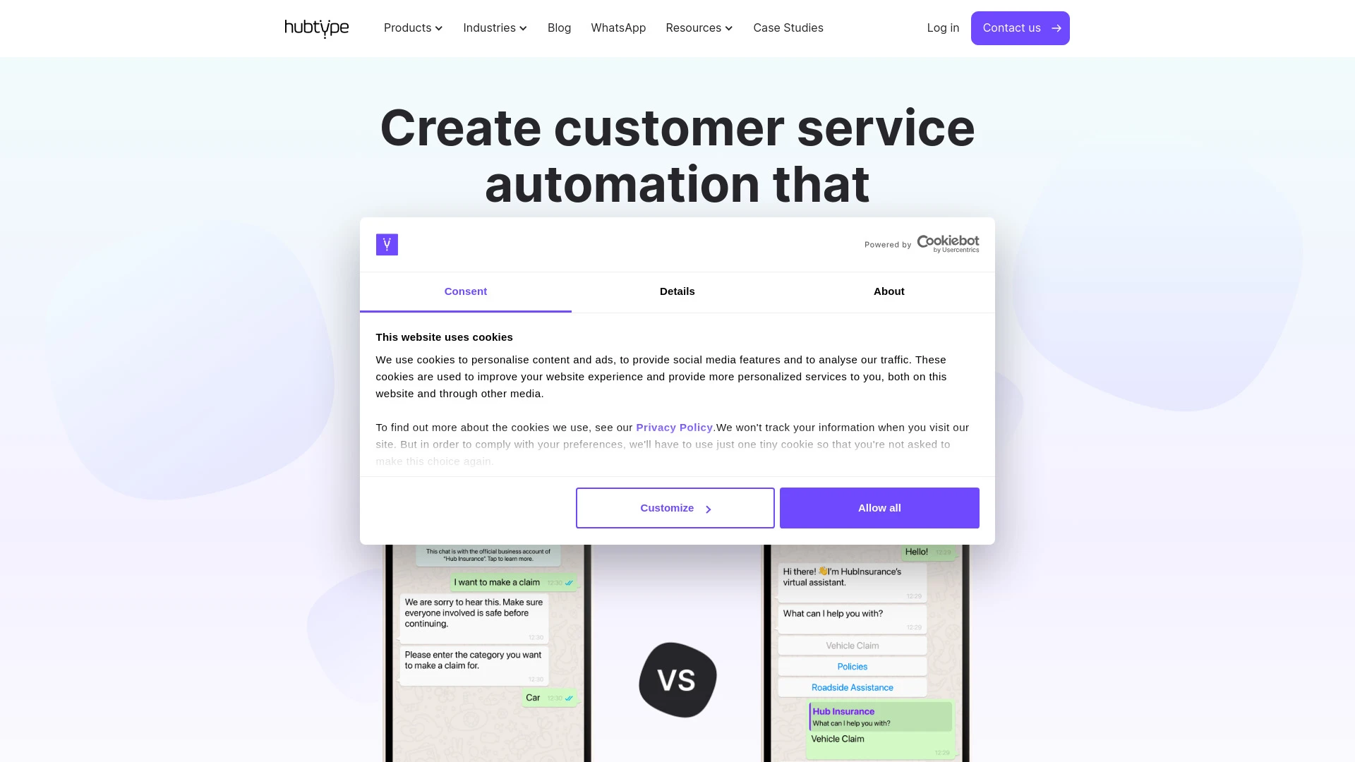 Hubtype website preview