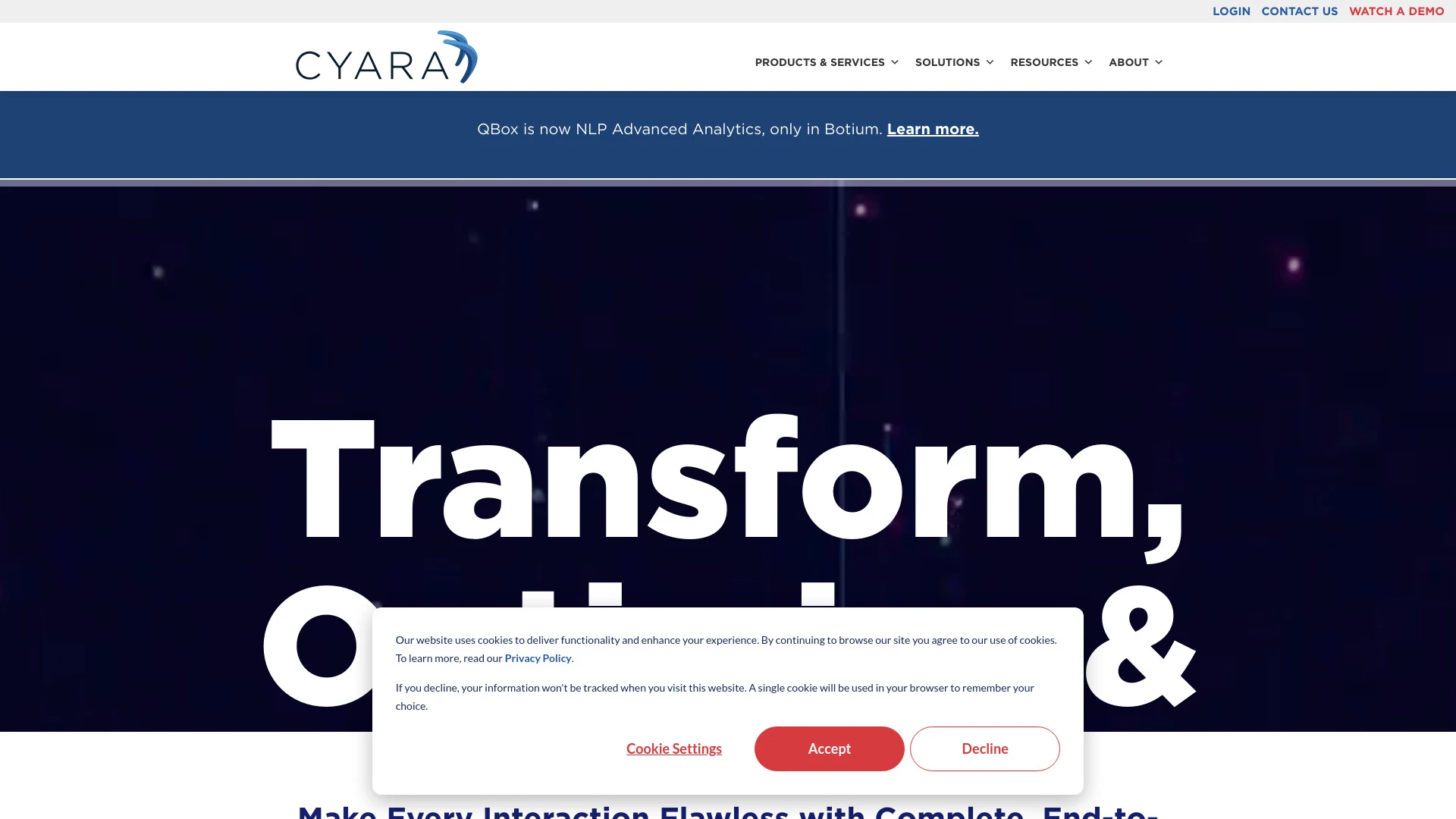 Cyara website preview