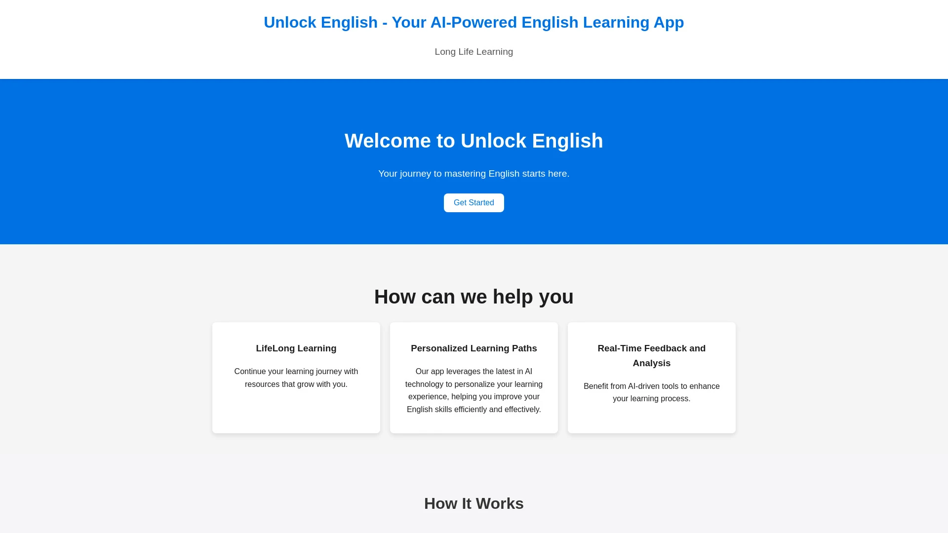 Unlock English website preview